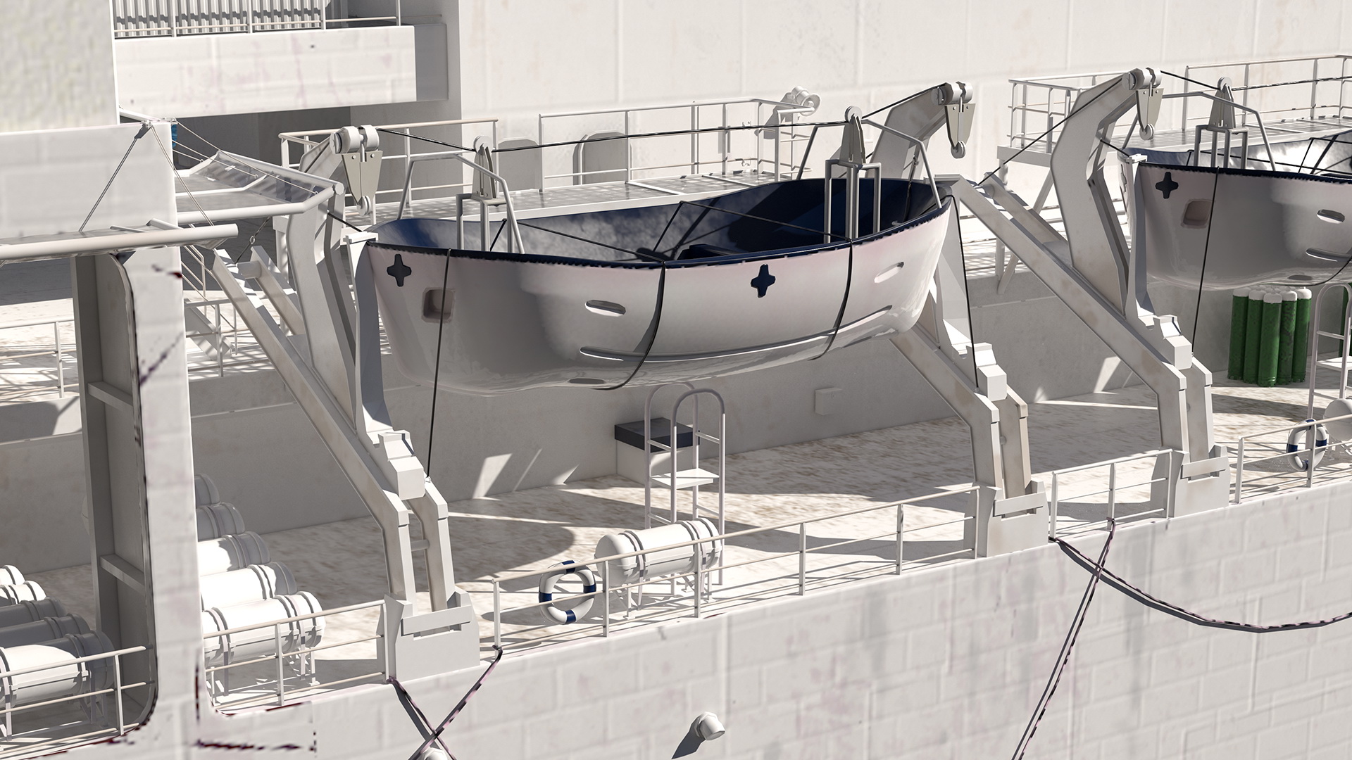 Hospital Ship with Medical Helicopter 3D