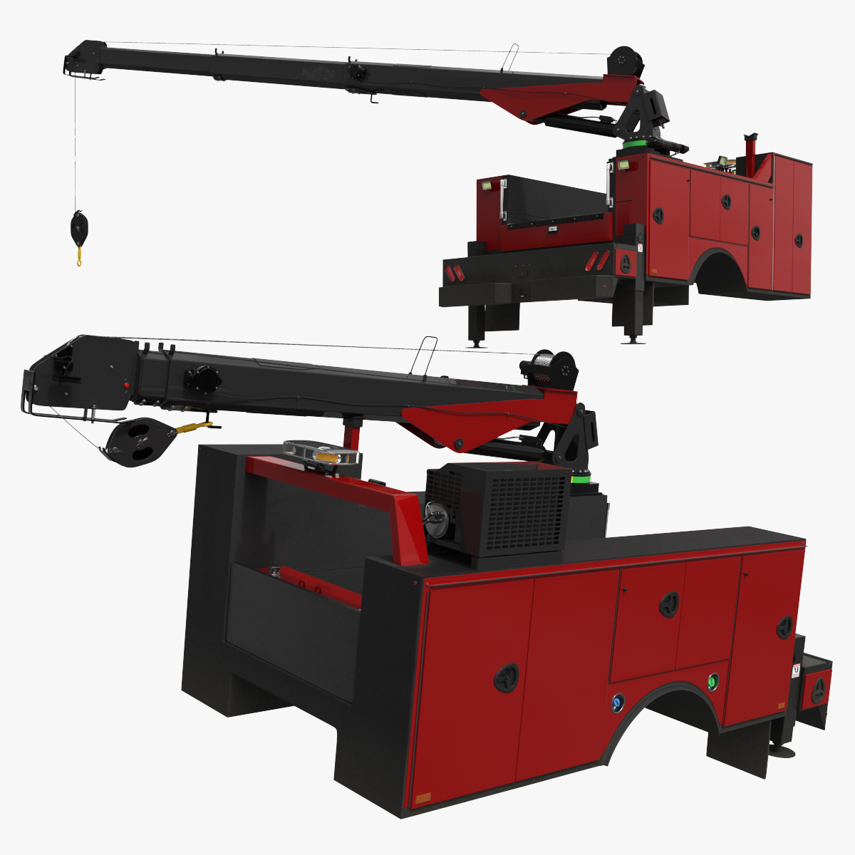 Module Telescopic Boom Service Crane for Truck Rigged 3D model preview