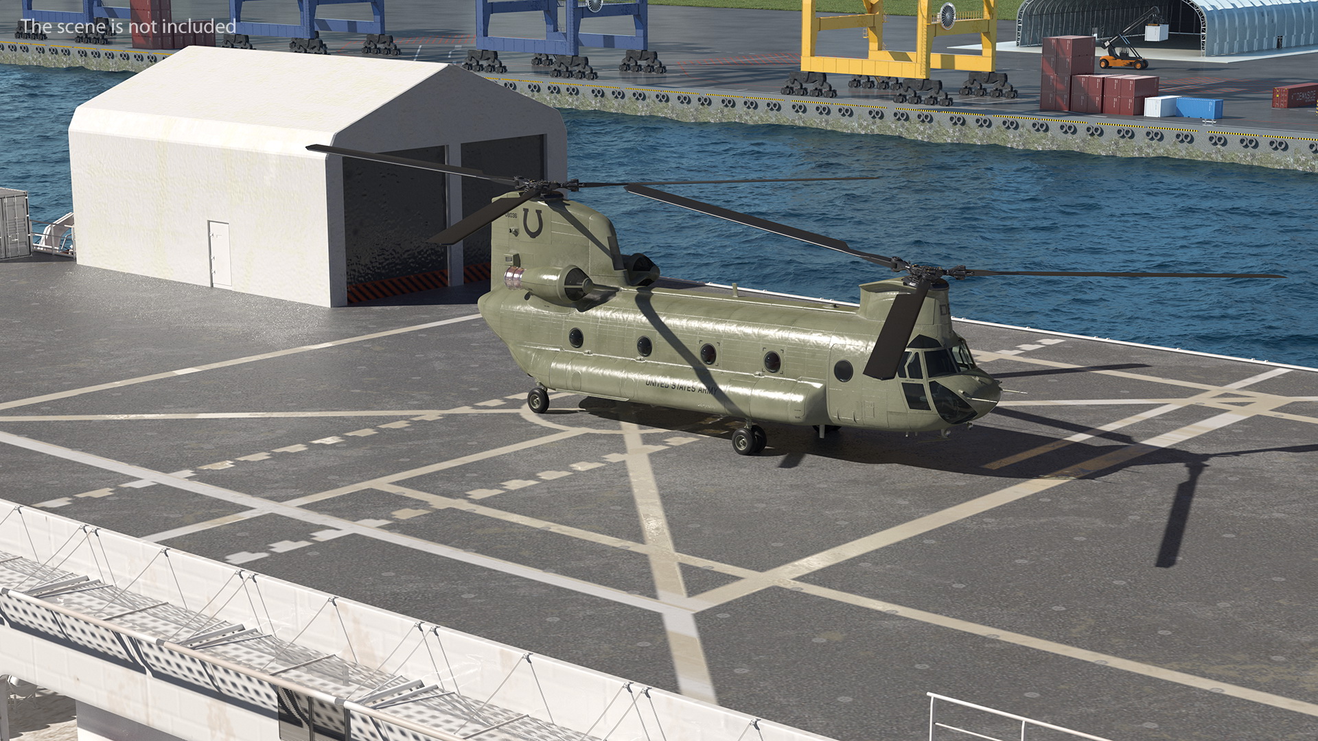 3D Hospital Ship Mercy with CH47 Chinook Helicopter model