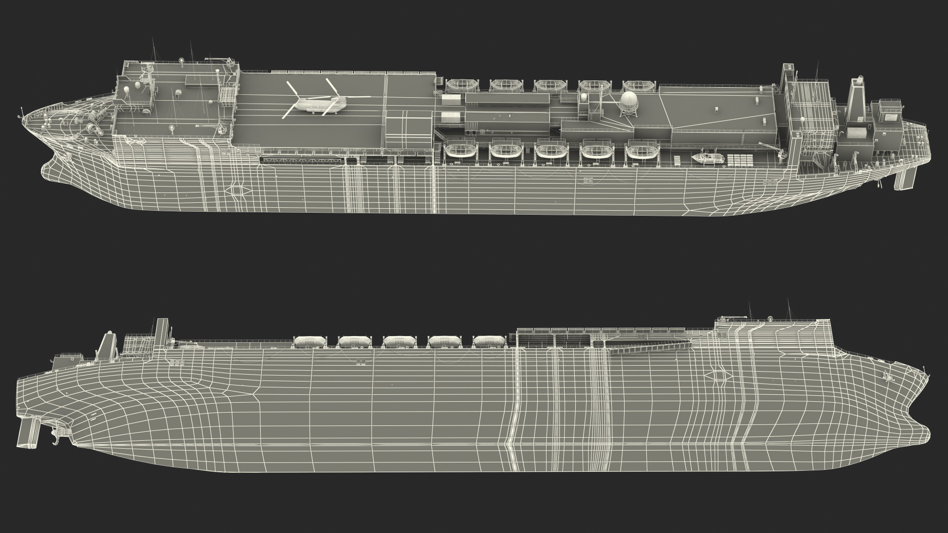 3D Hospital Ship Mercy with CH47 Chinook Helicopter model