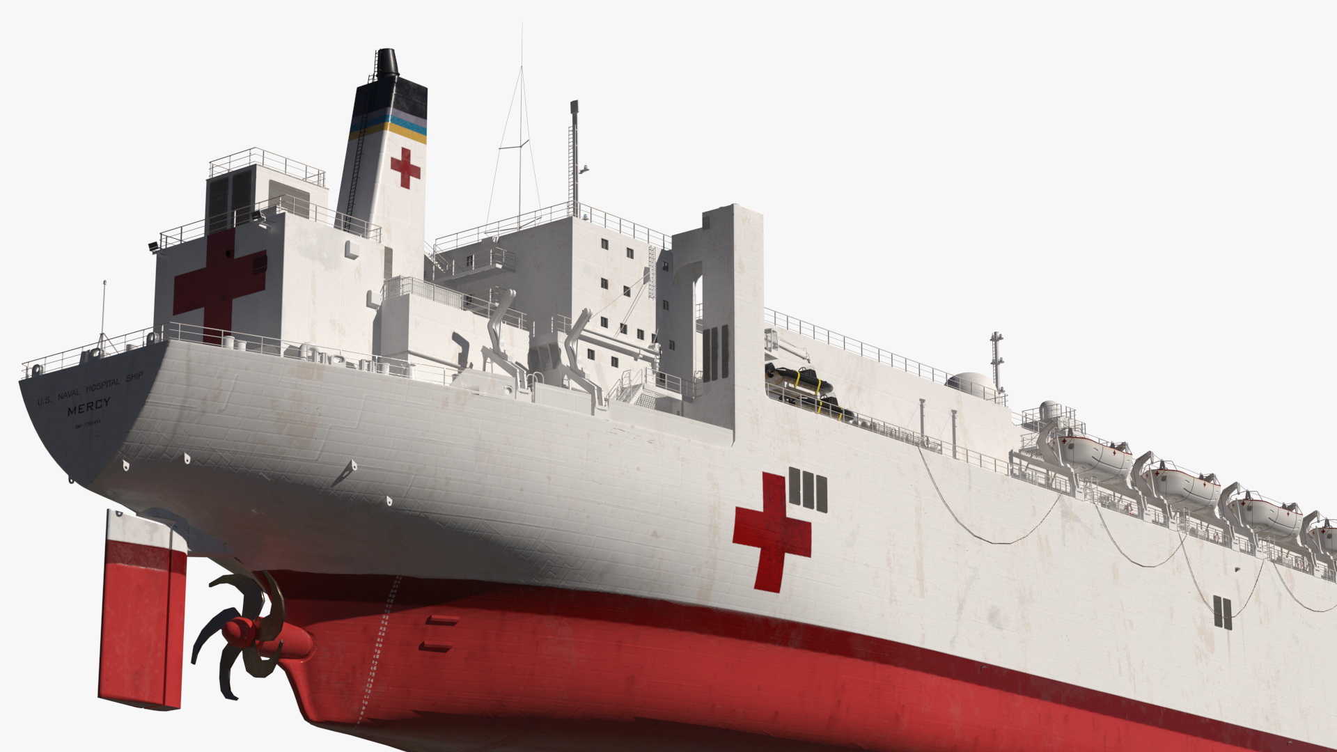 3D Hospital Ship Mercy with CH47 Chinook Helicopter model