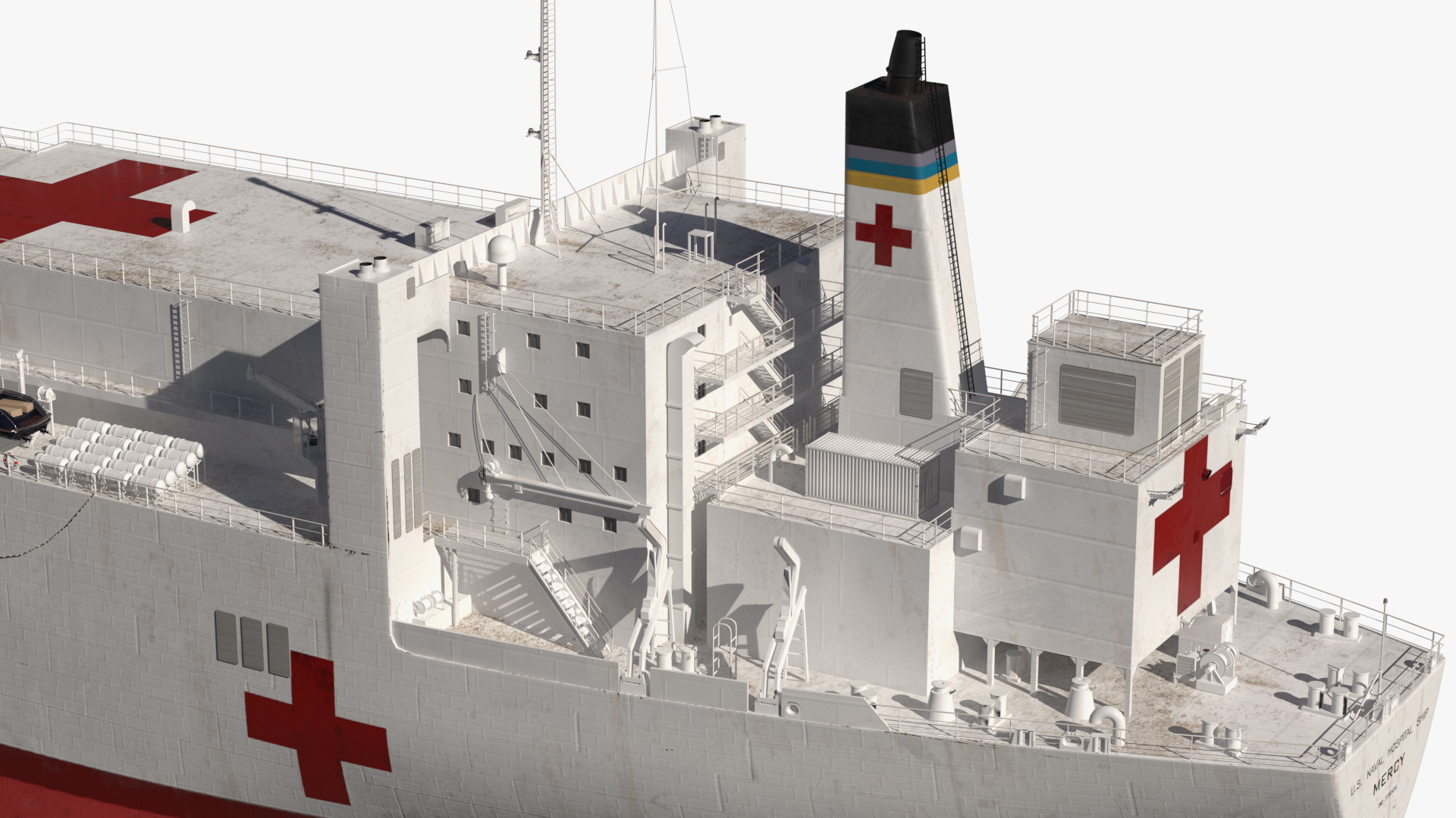 3D Hospital Ship Mercy with CH47 Chinook Helicopter model