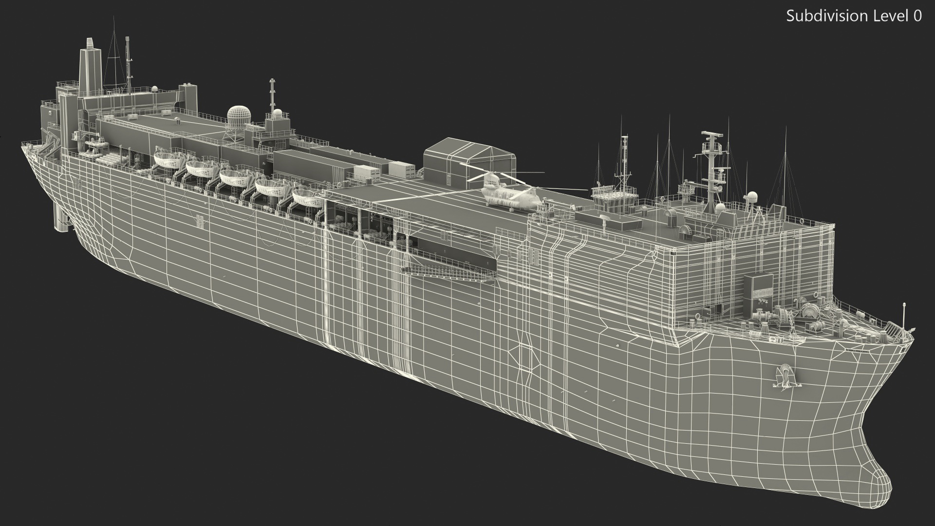 3D Hospital Ship Mercy with CH47 Chinook Helicopter model