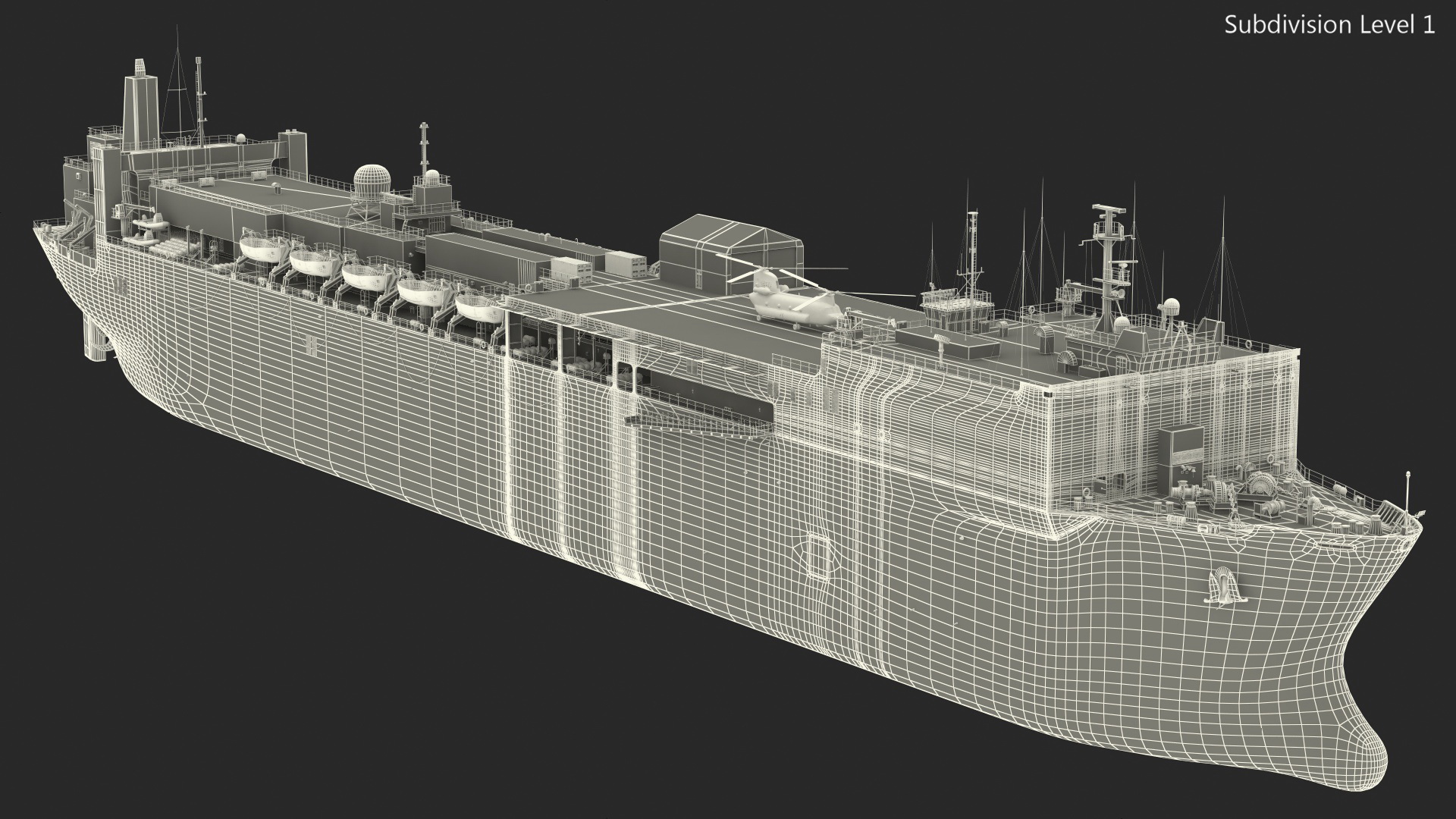 3D Hospital Ship Mercy with CH47 Chinook Helicopter model