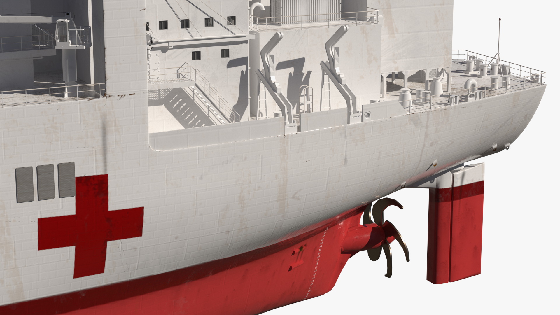 3D Hospital Ship Mercy with CH47 Chinook Helicopter model