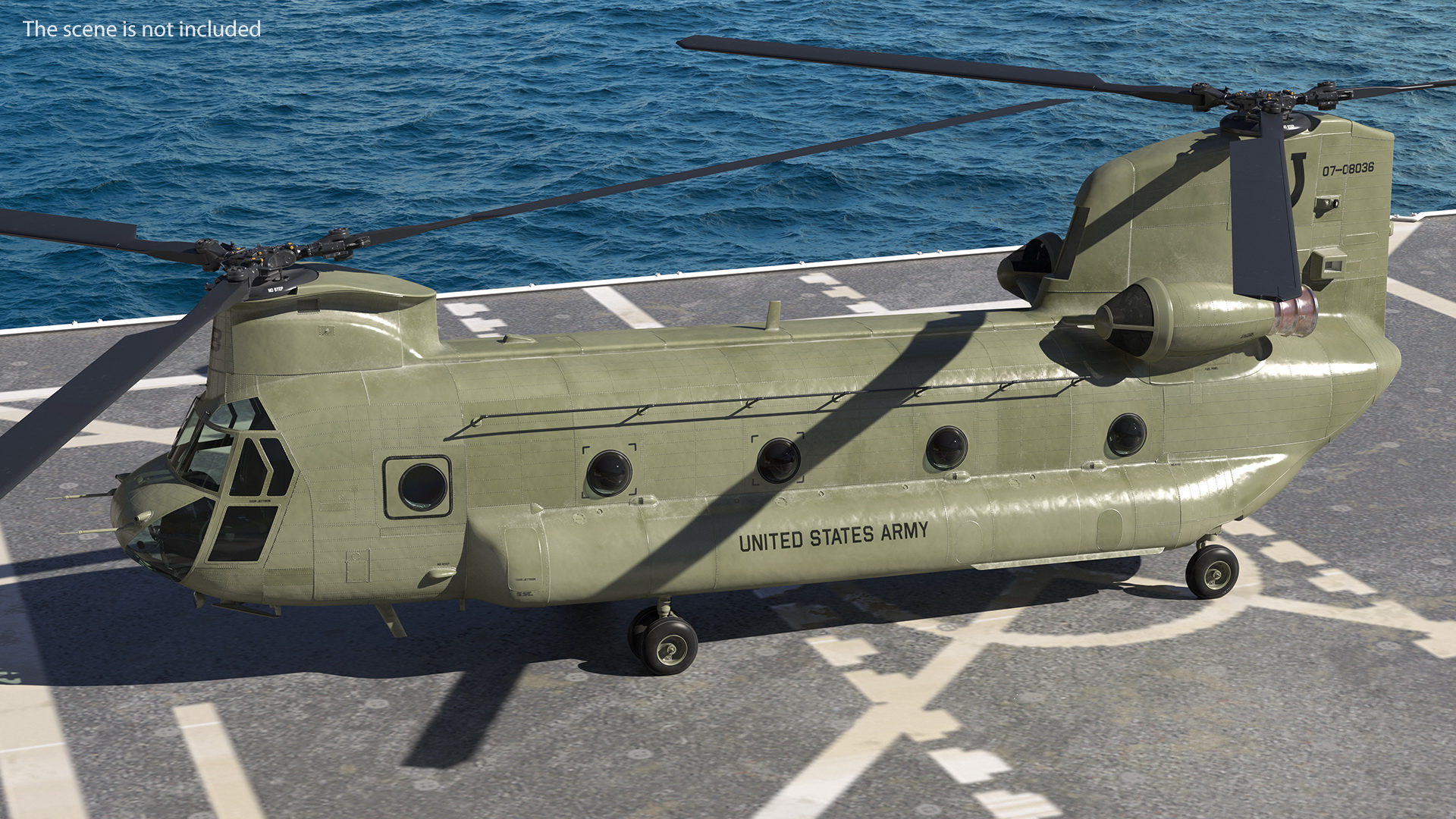 3D Hospital Ship Mercy with CH47 Chinook Helicopter model