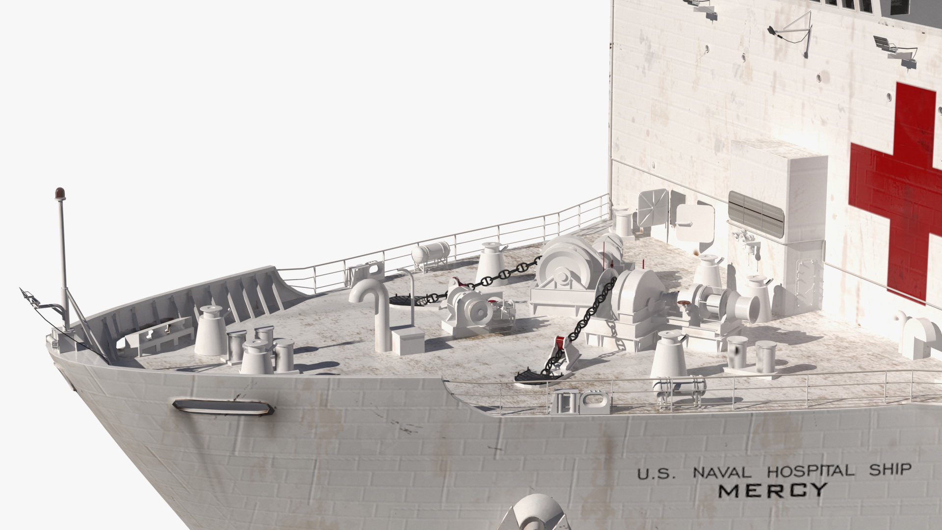 3D Hospital Ship Mercy with CH47 Chinook Helicopter model