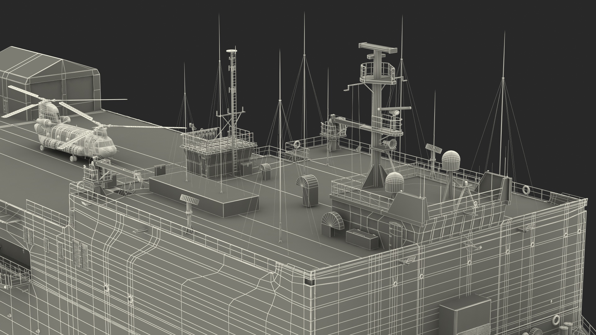 3D Hospital Ship Mercy with CH47 Chinook Helicopter model