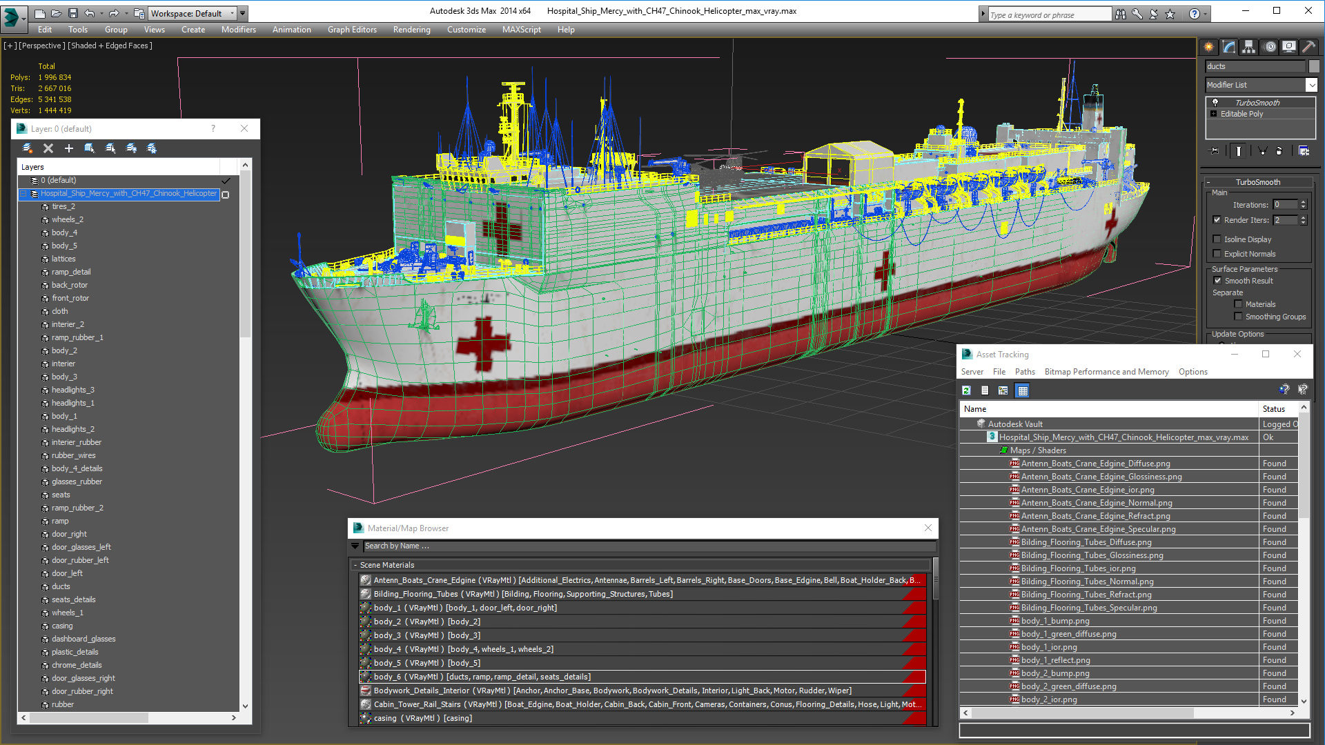 3D Hospital Ship Mercy with CH47 Chinook Helicopter model