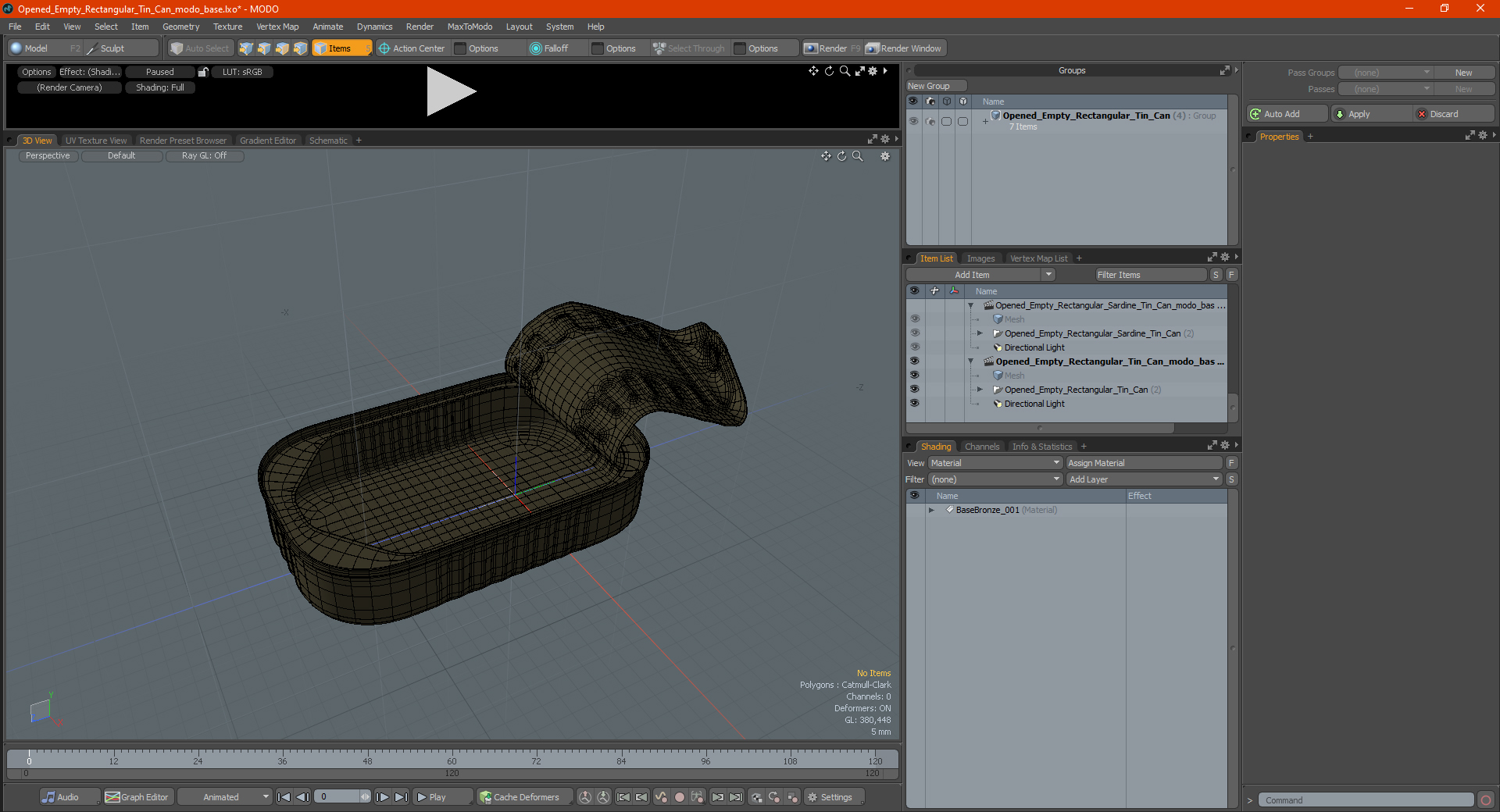 3D model Open Empty Rectangular Tin Can