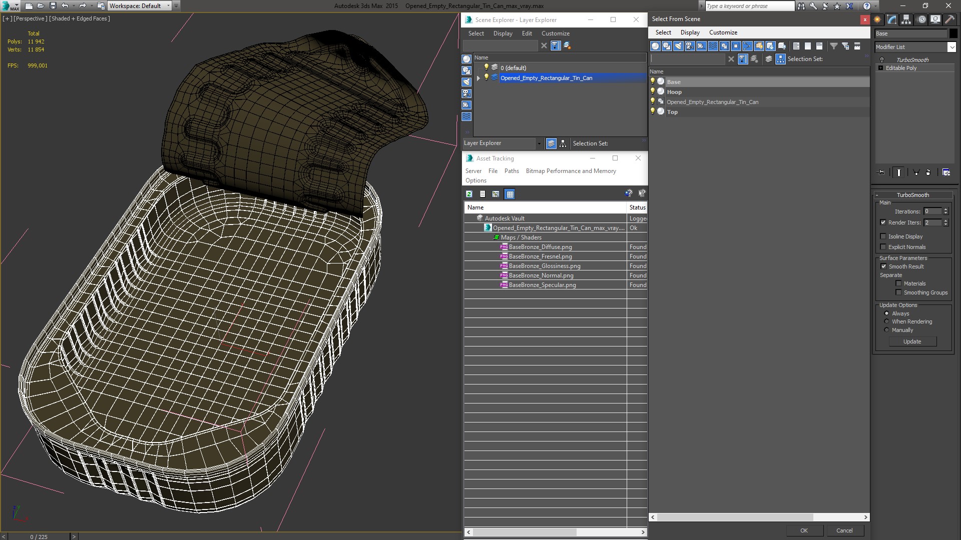 3D model Open Empty Rectangular Tin Can