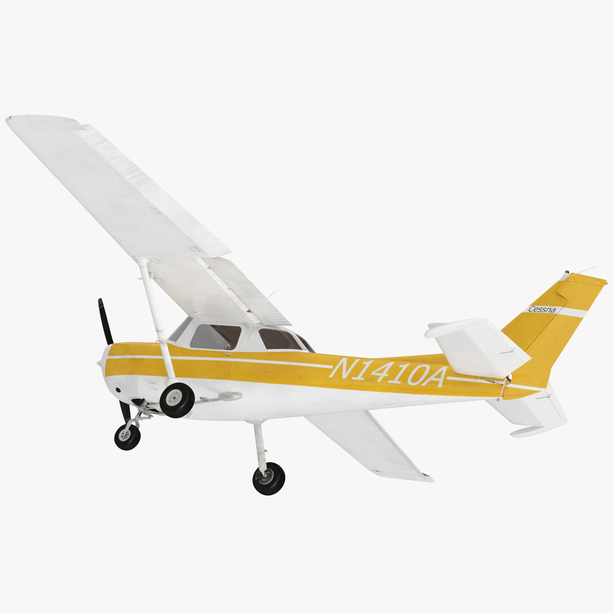 Private Single Engine Propeller Aircraft Cessna 150 Rigged for Cinema 4D 3D