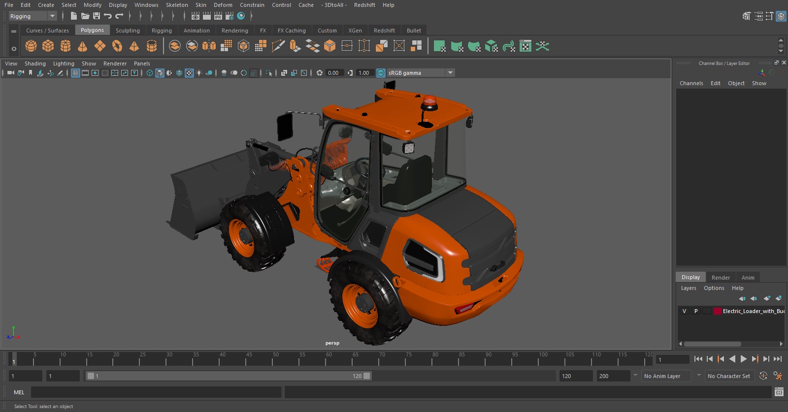 3D Electric Loader with Bucket Simple Interior model