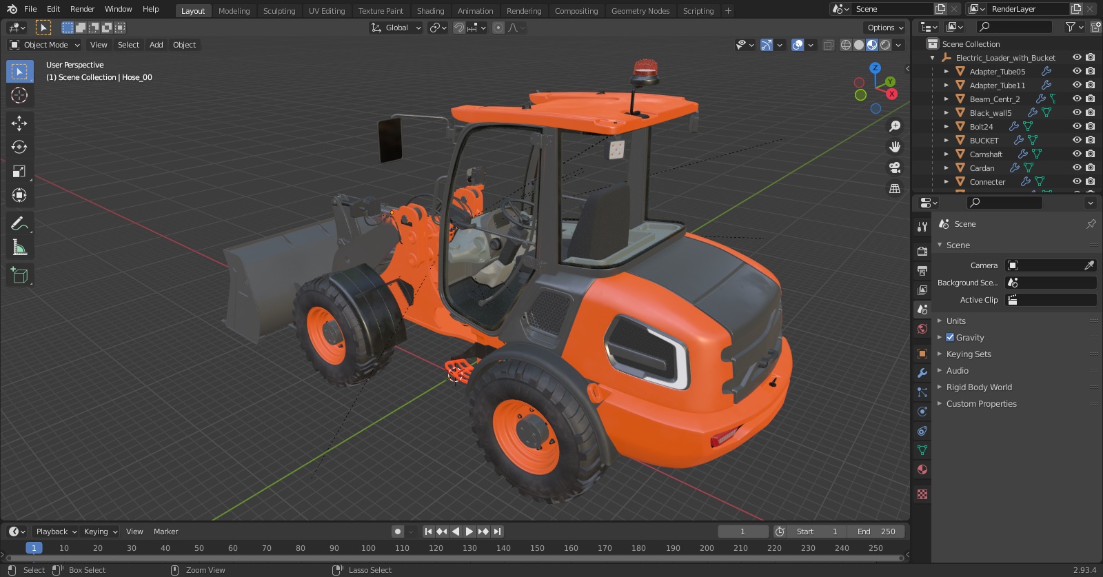 3D Electric Loader with Bucket Simple Interior model