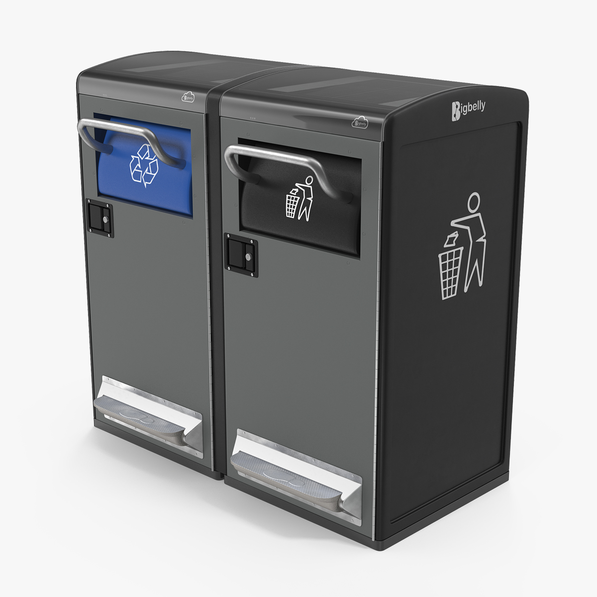 General Waste and Recycling Station 3D Model, view 3