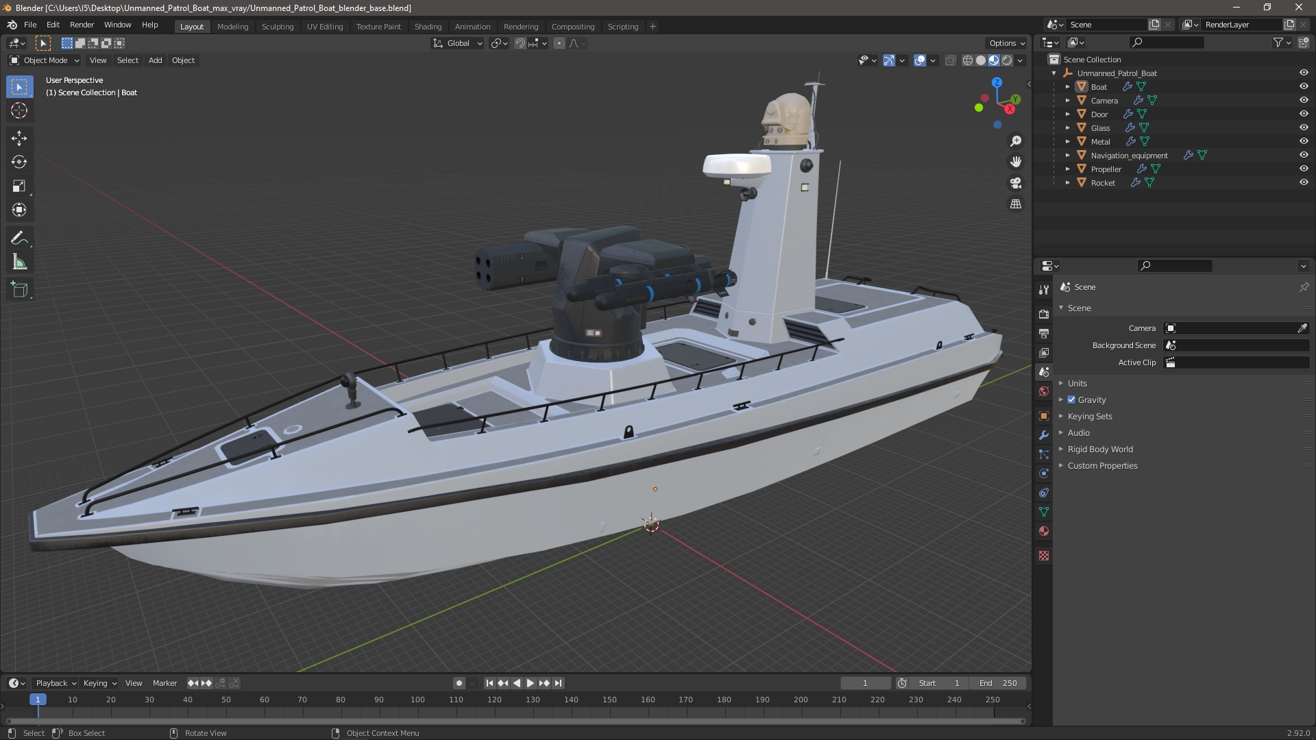 3D model Unmanned Patrol Boat