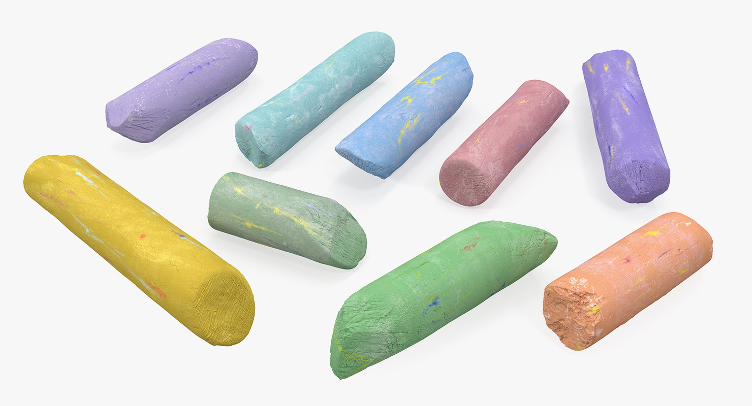 Assorted Colors Playground Chalk 3D