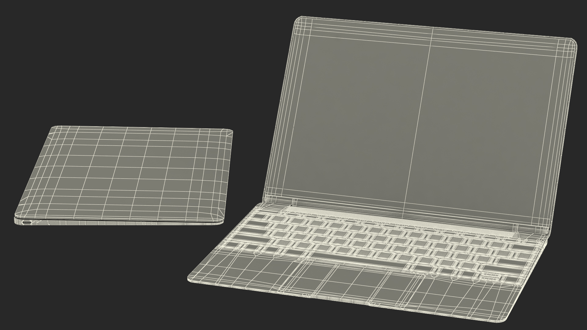 3D Silver Thin Laptop model