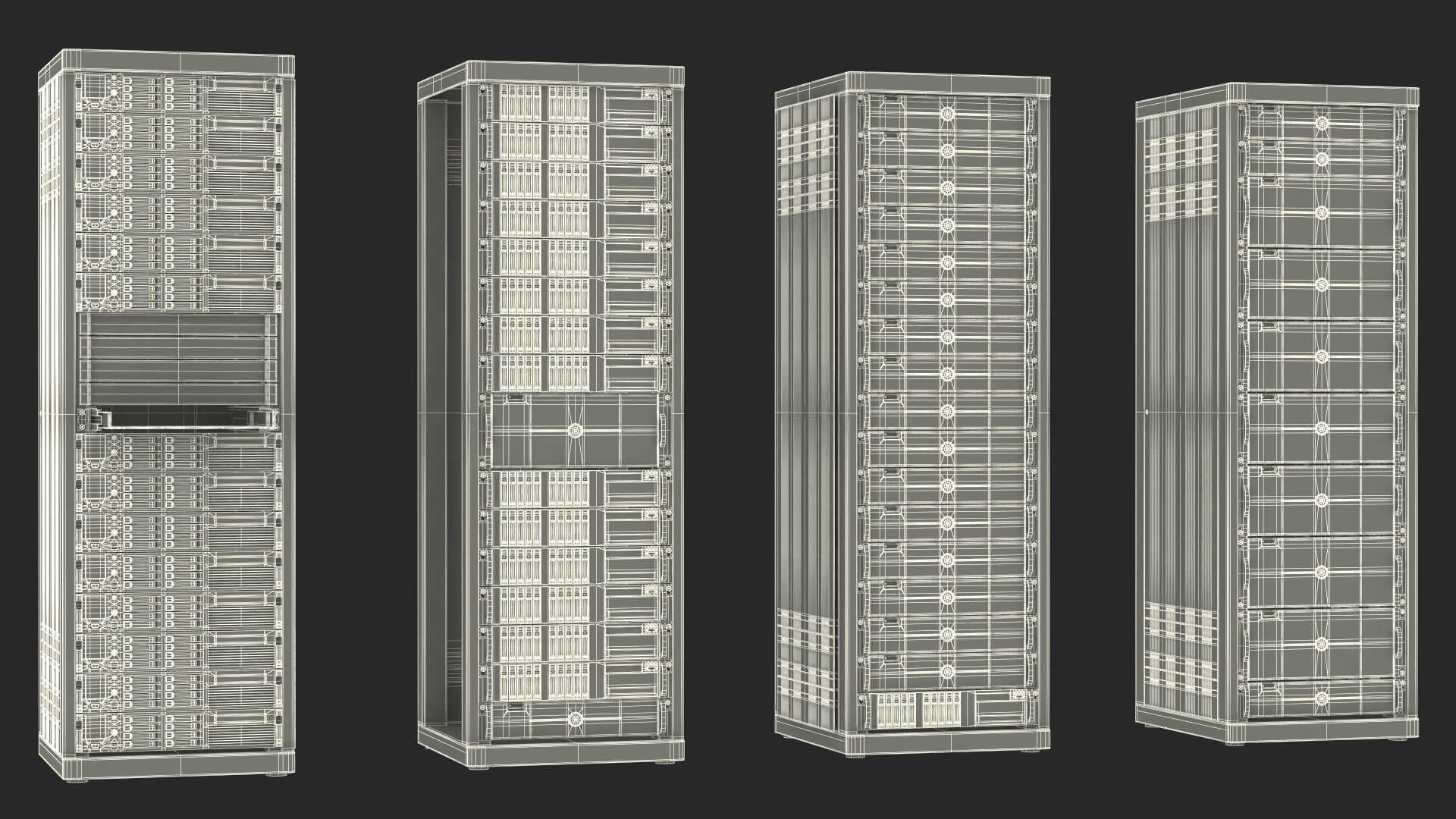 3D model Server Rack Cabinet Array