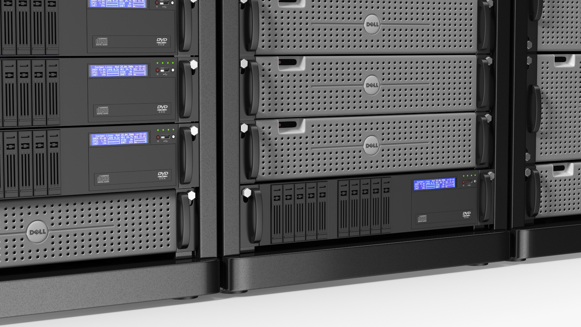 3D model Server Rack Cabinet Array