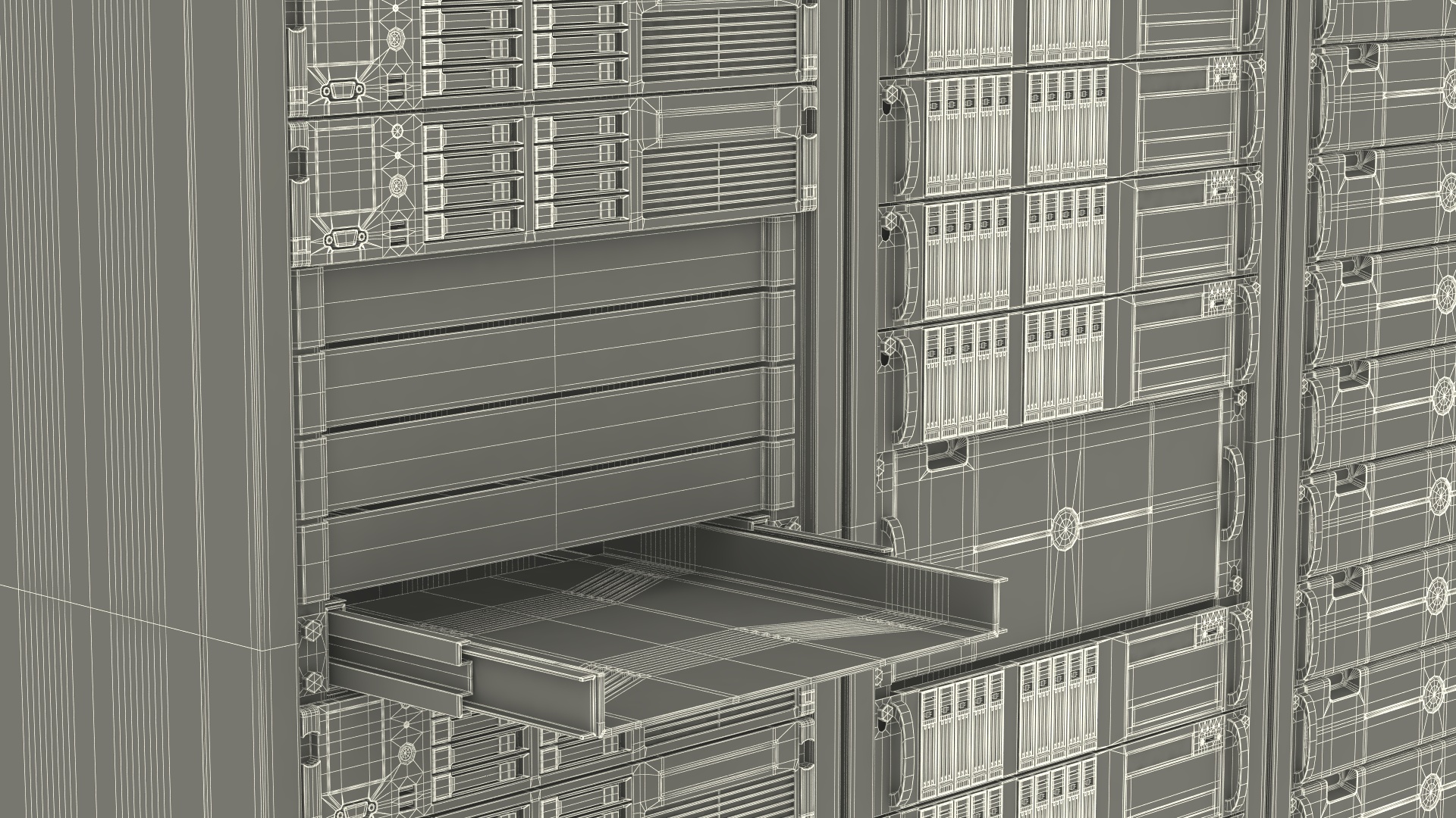 3D model Server Rack Cabinet Array