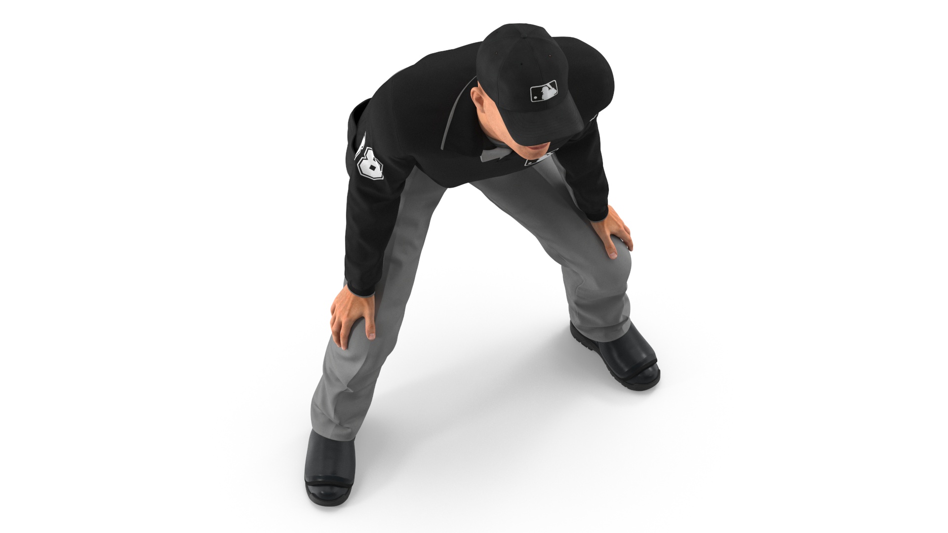 3D Baseball Umpire in Cap Ready Pose model