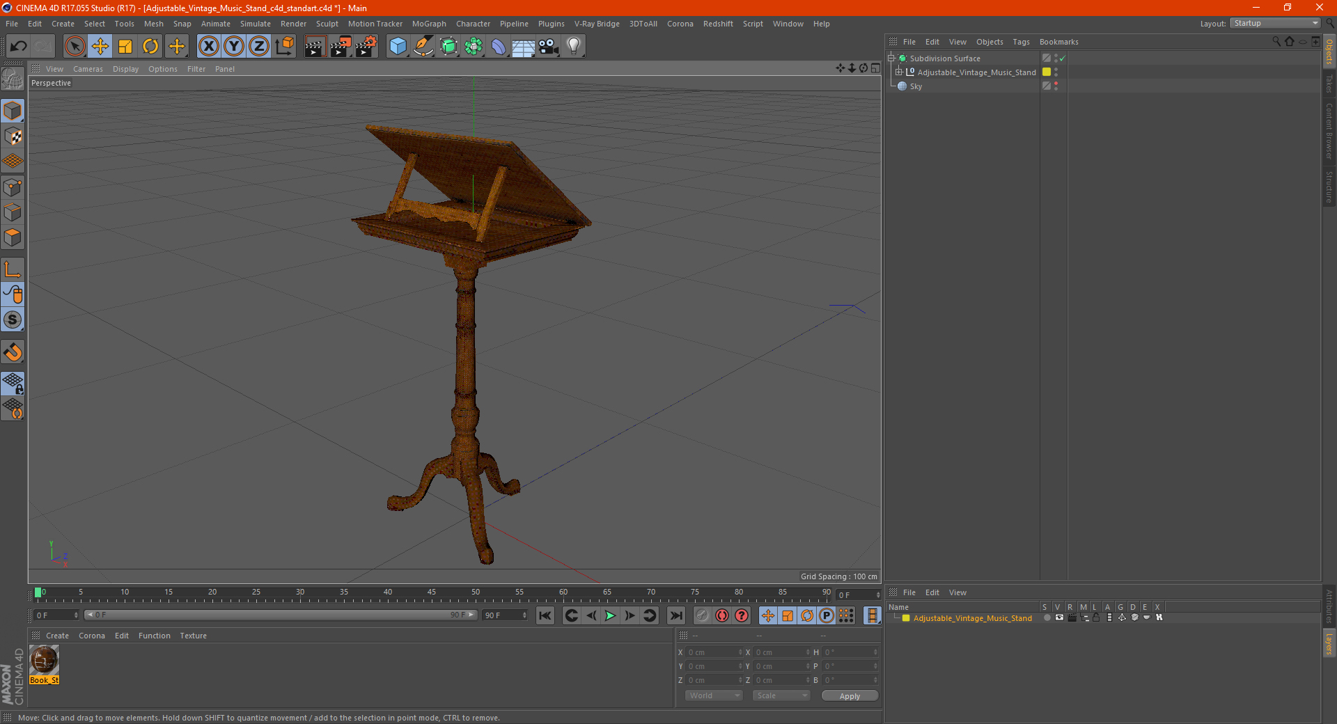3D model Adjustable Vintage Music Stand