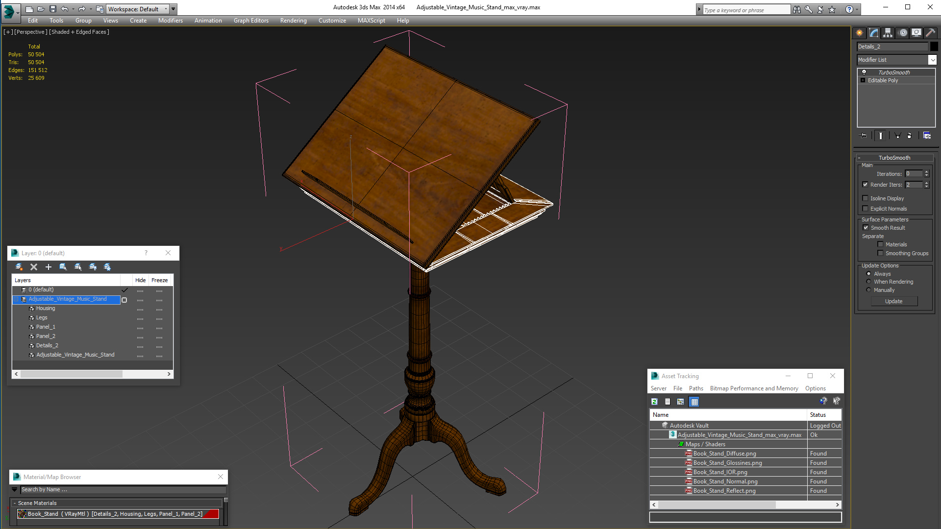 3D model Adjustable Vintage Music Stand