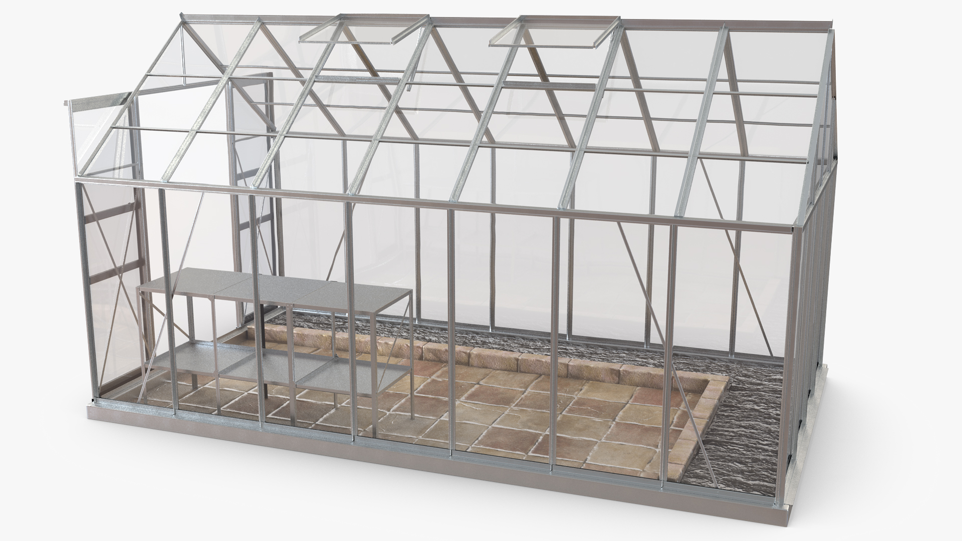 Garden Greenhouse with Rack 3D