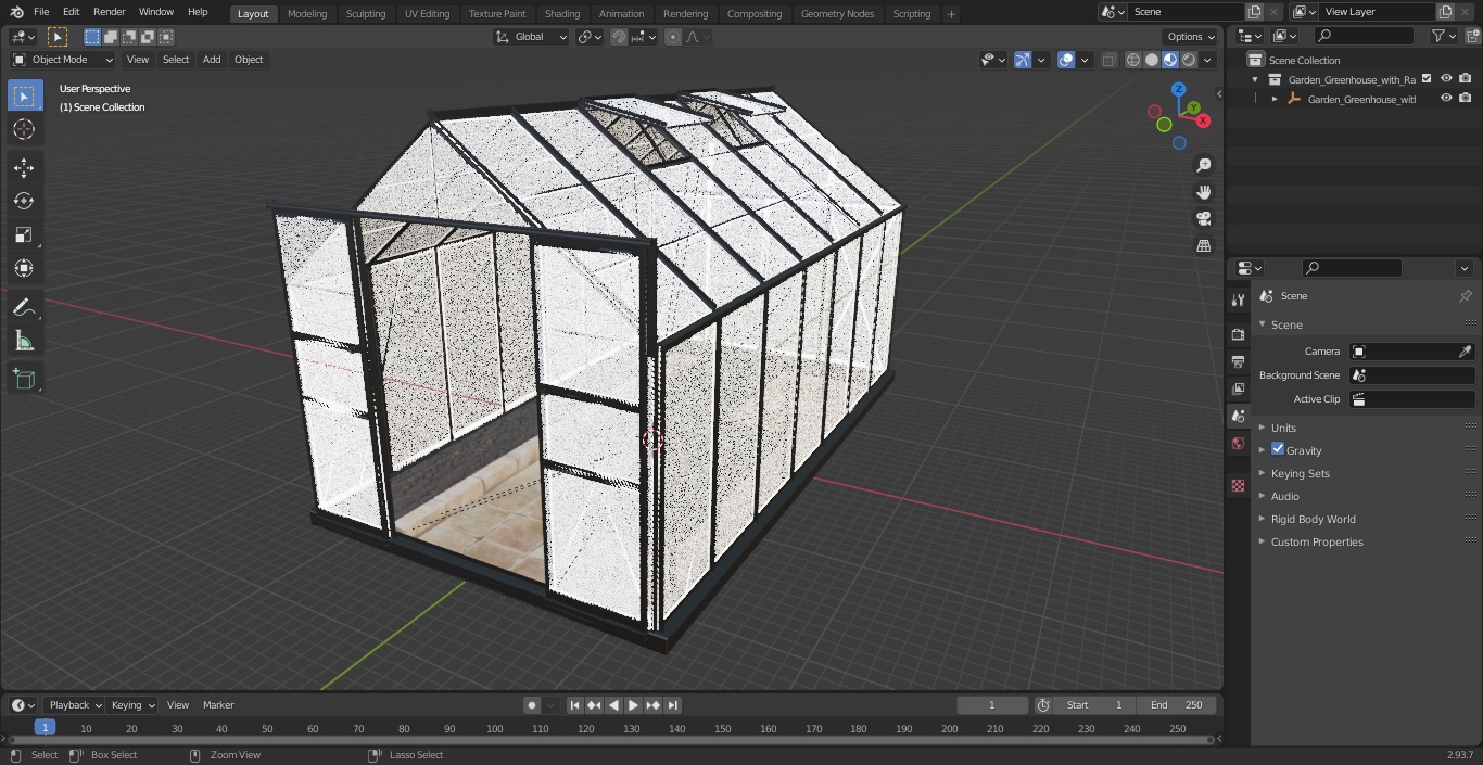 Garden Greenhouse with Rack 3D