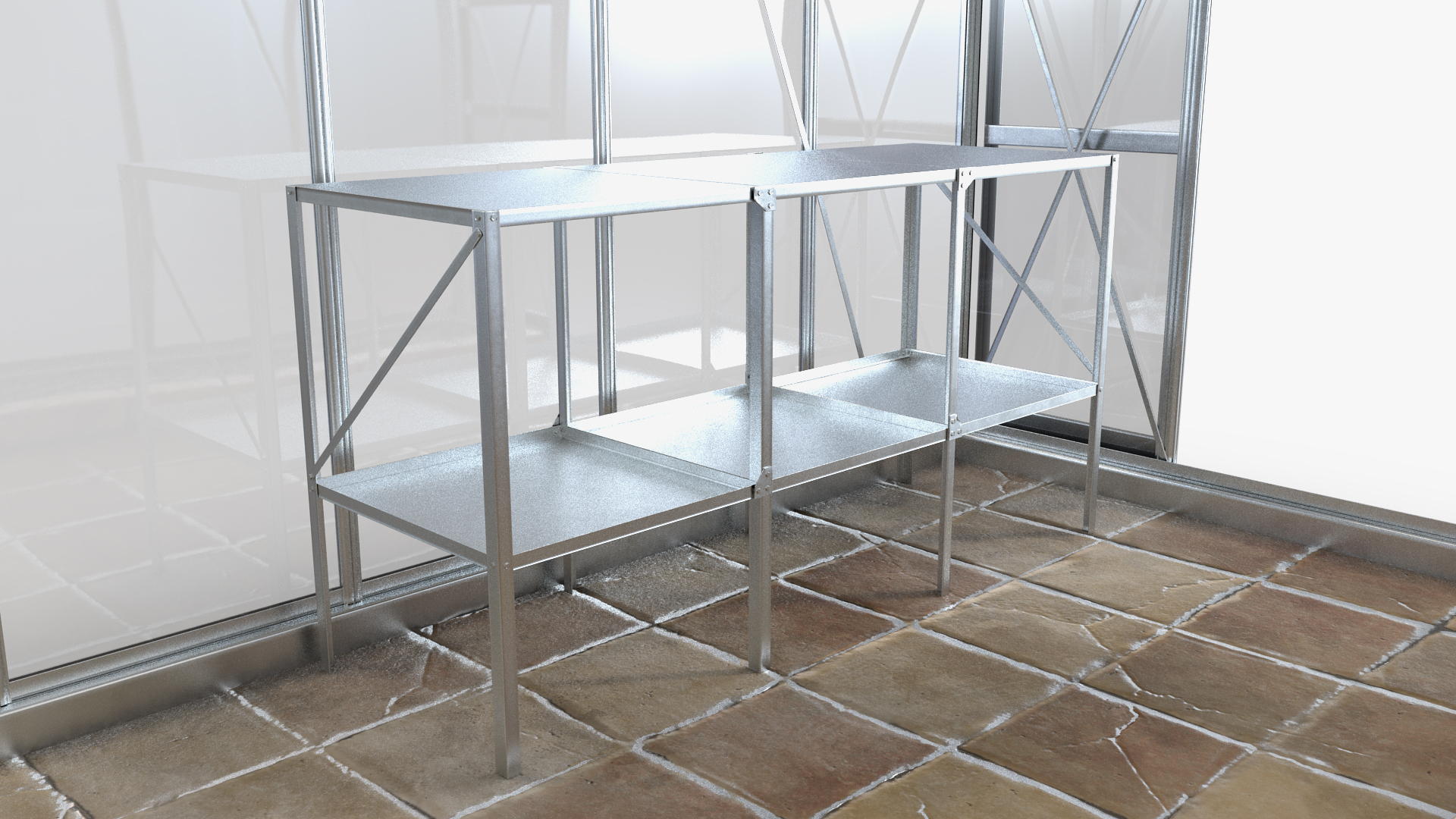 Garden Greenhouse with Rack 3D