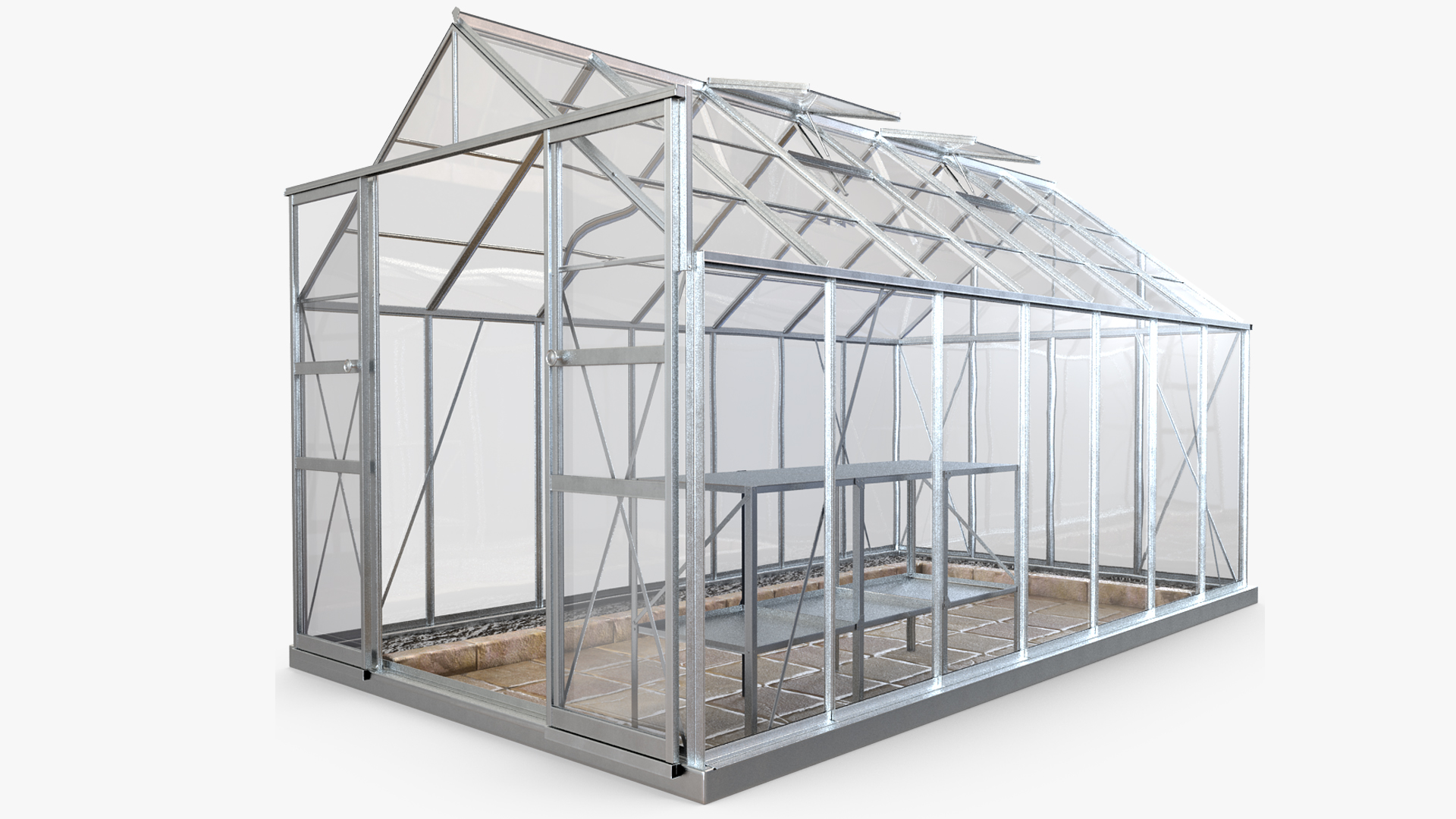 Garden Greenhouse with Rack 3D