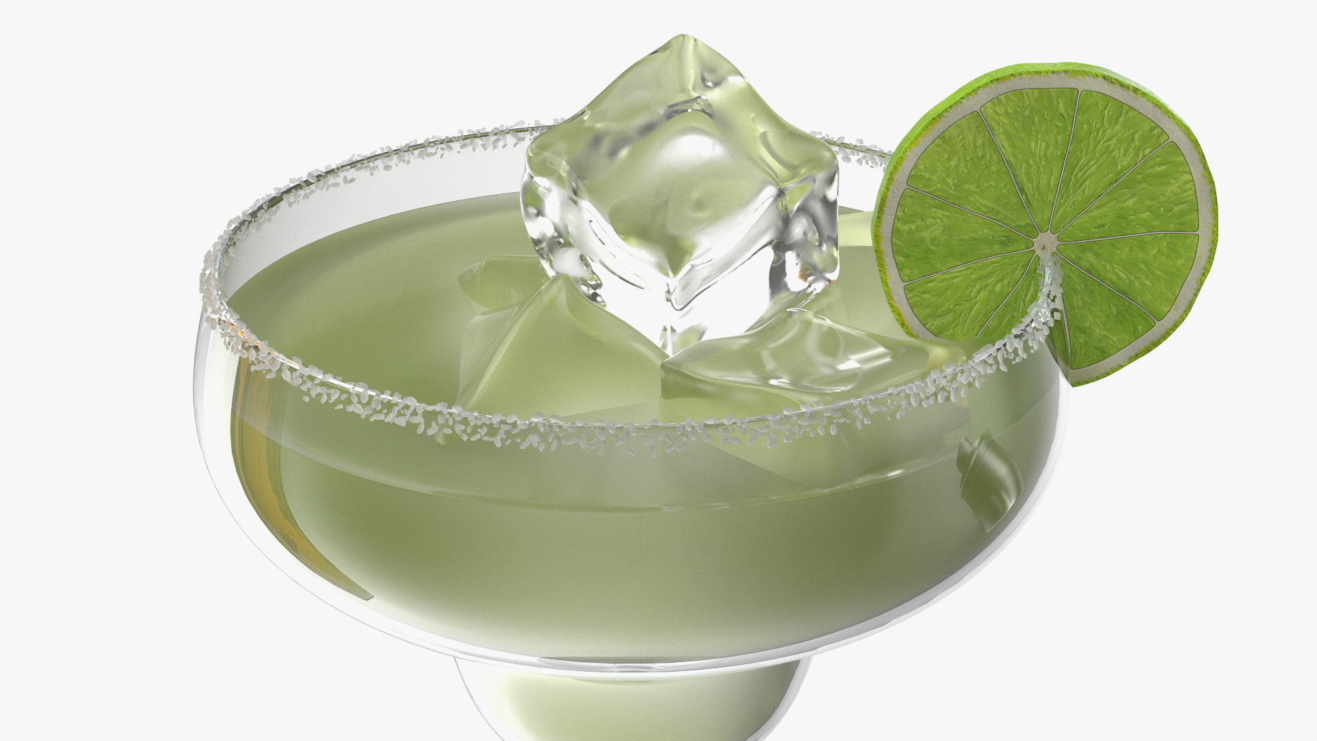 3D Margarita Cocktail Glass with Bottle