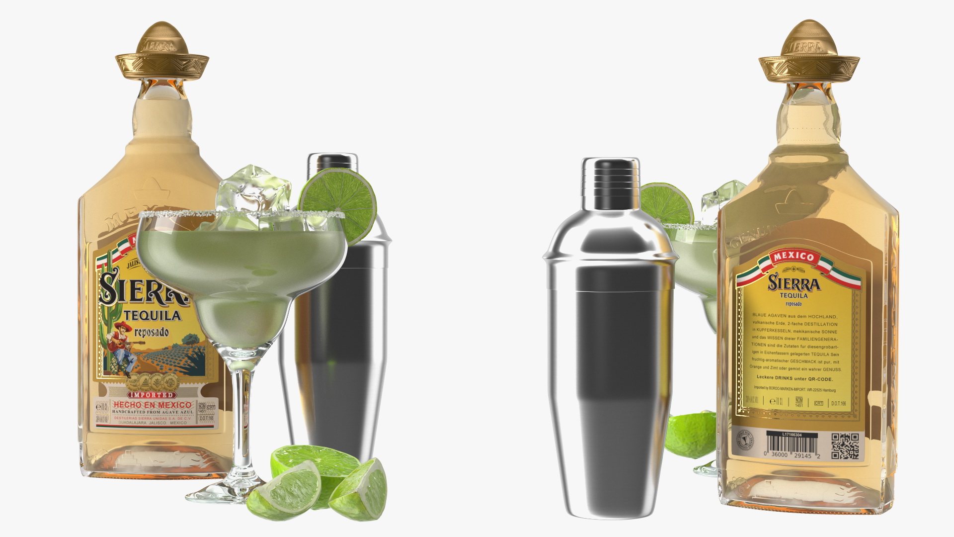 3D Margarita Cocktail Glass with Bottle