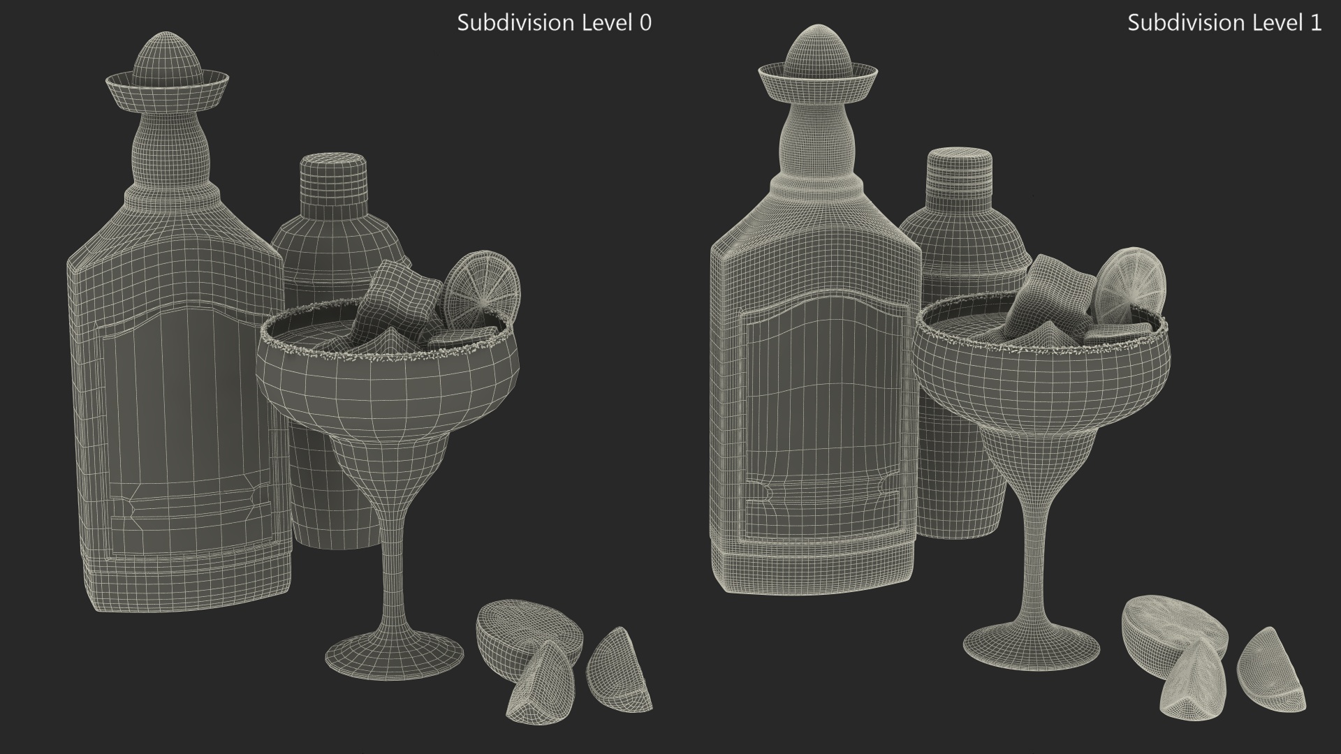 3D Margarita Cocktail Glass with Bottle