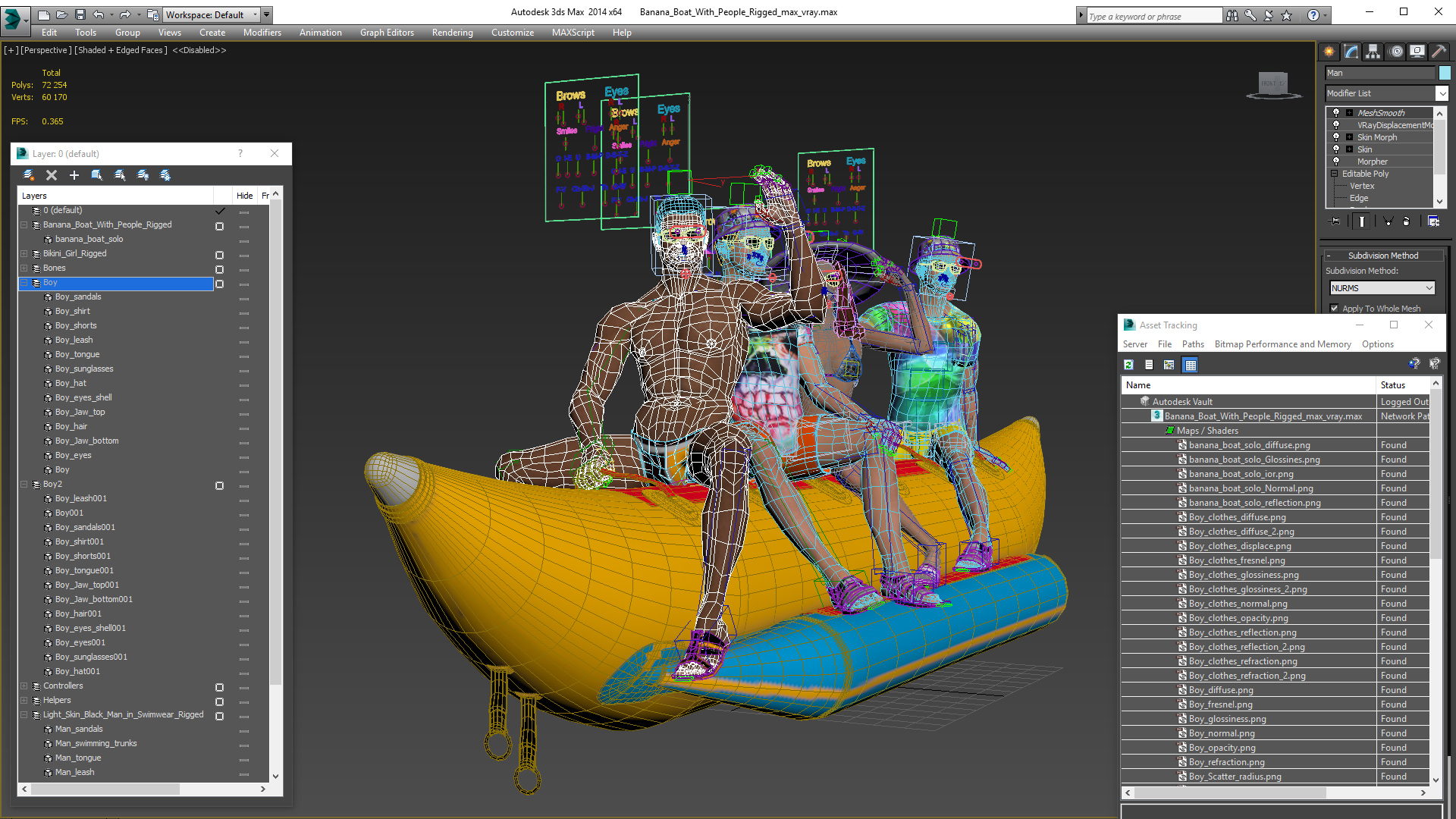 3D model Banana Boat With People Rigged
