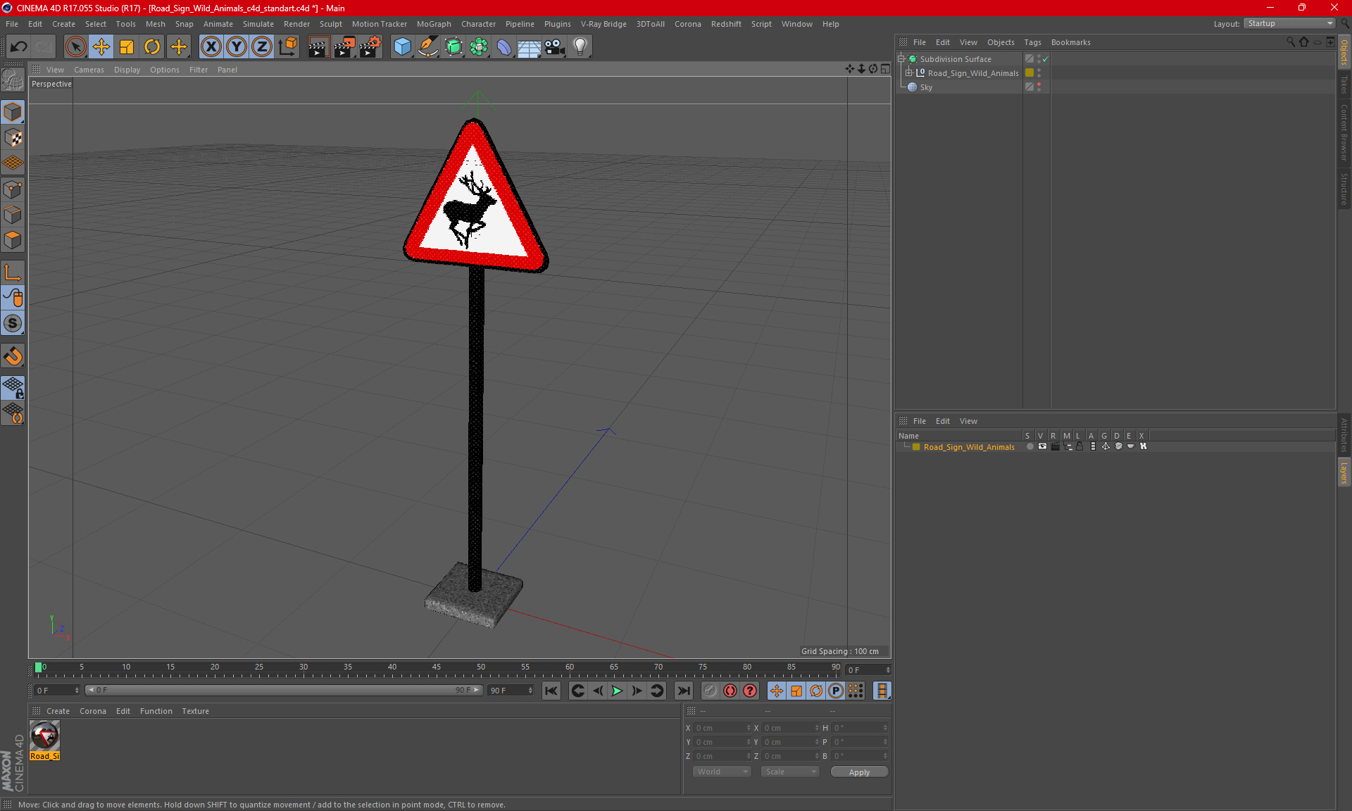 Road Sign Wild Animals 3D