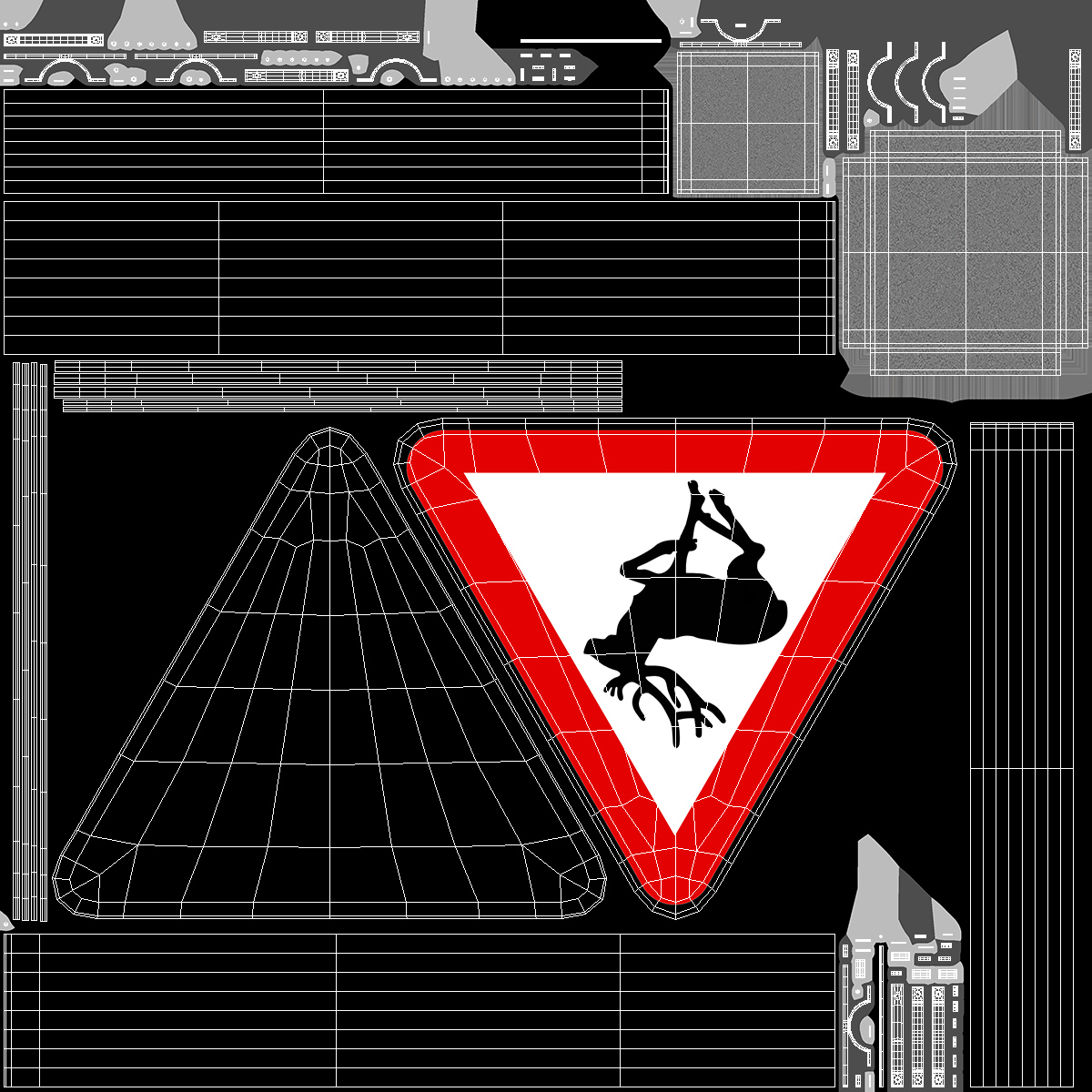 Road Sign Wild Animals 3D
