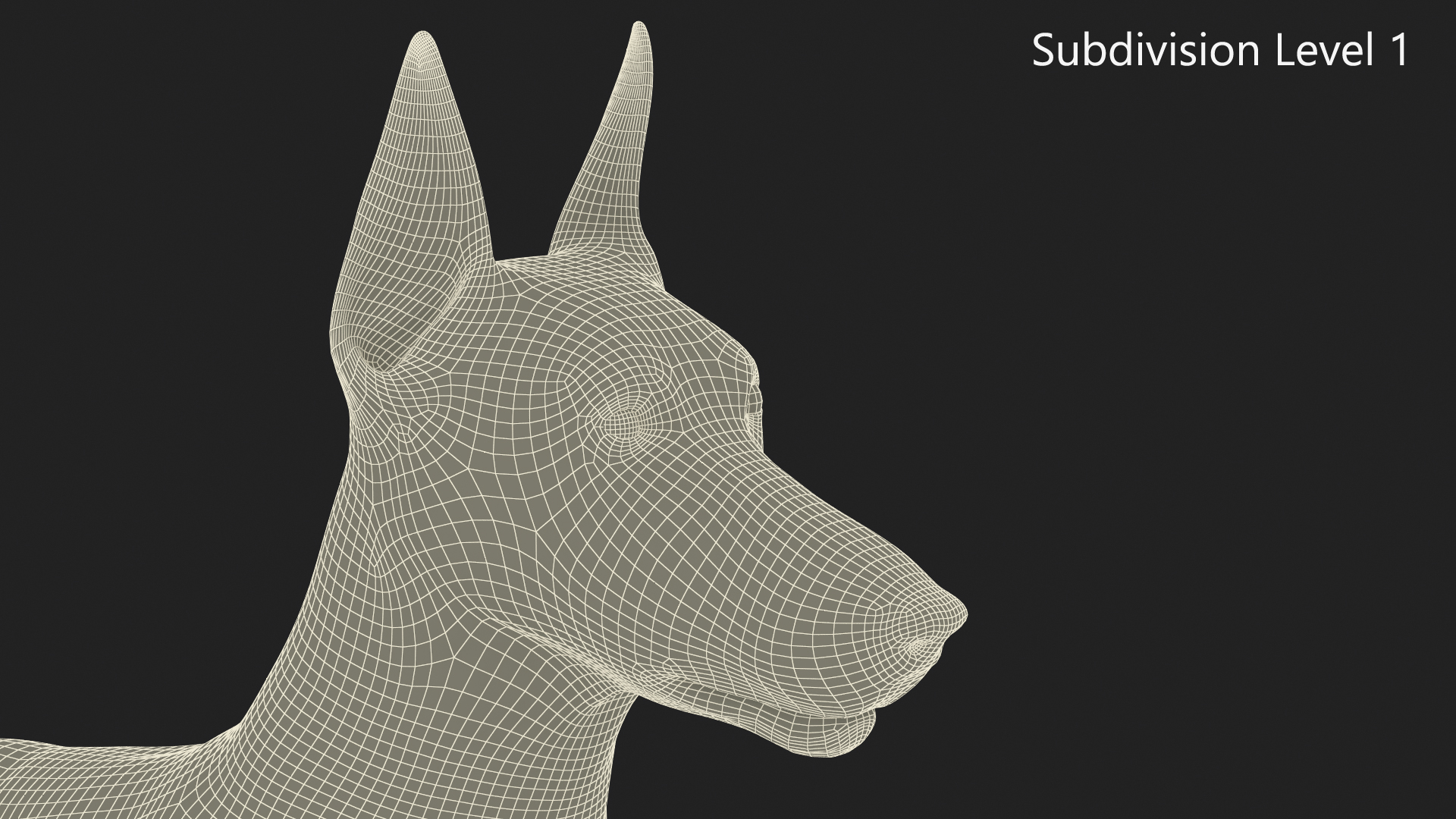 3D Doberman Dog Brown Lying Down Fur model