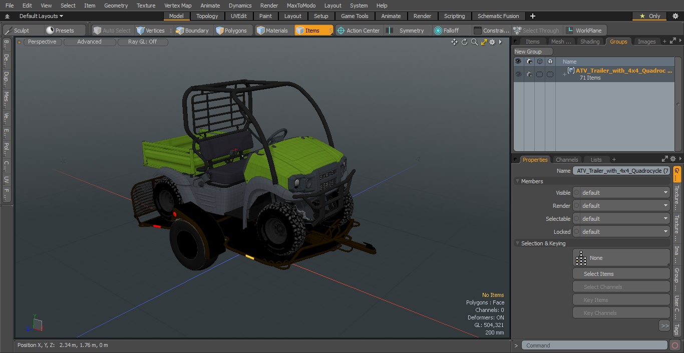 ATV Trailer with 4x4 Quadrocycle 3D