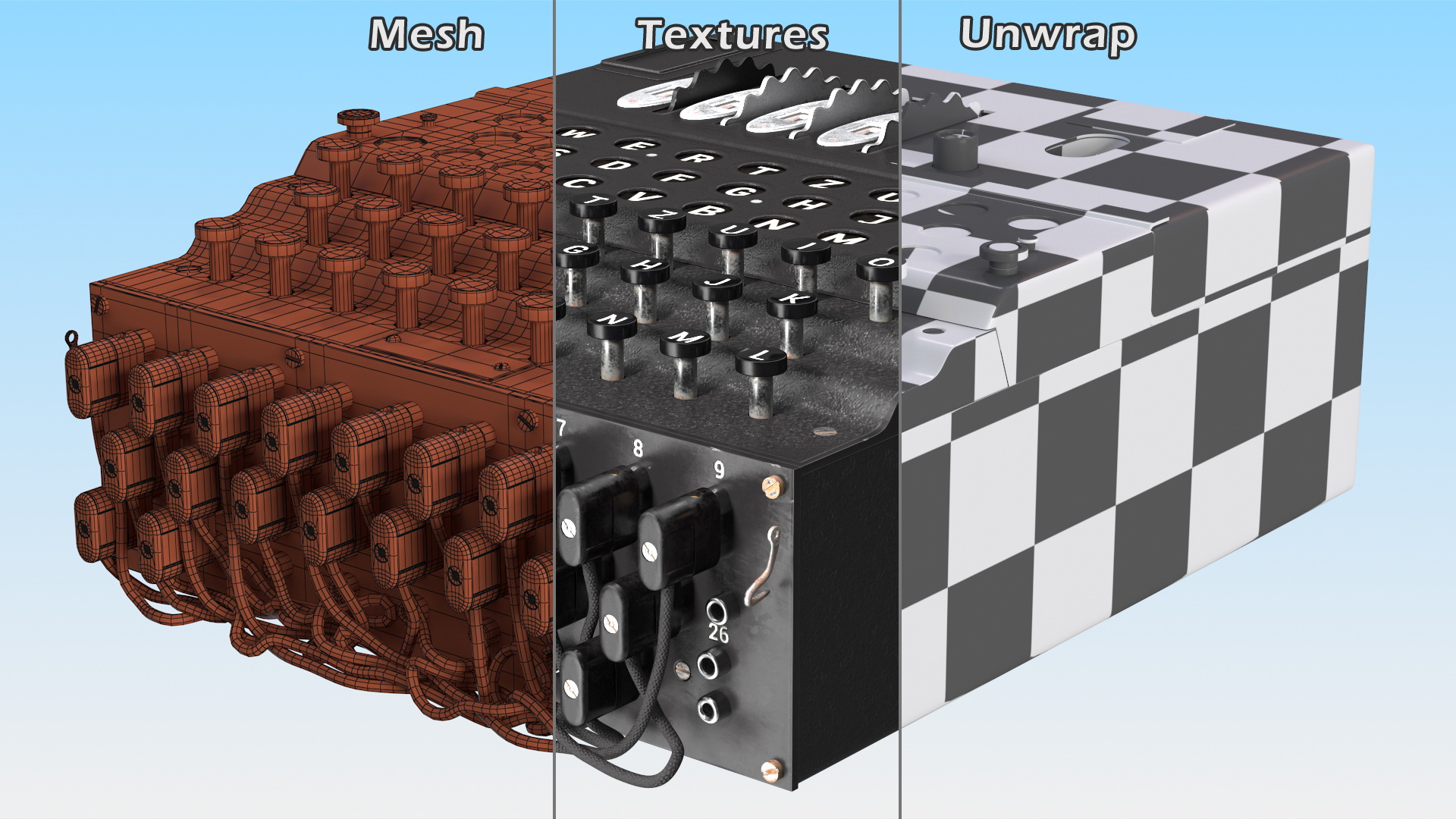 Enigma M4 Cipher Machine 3D model