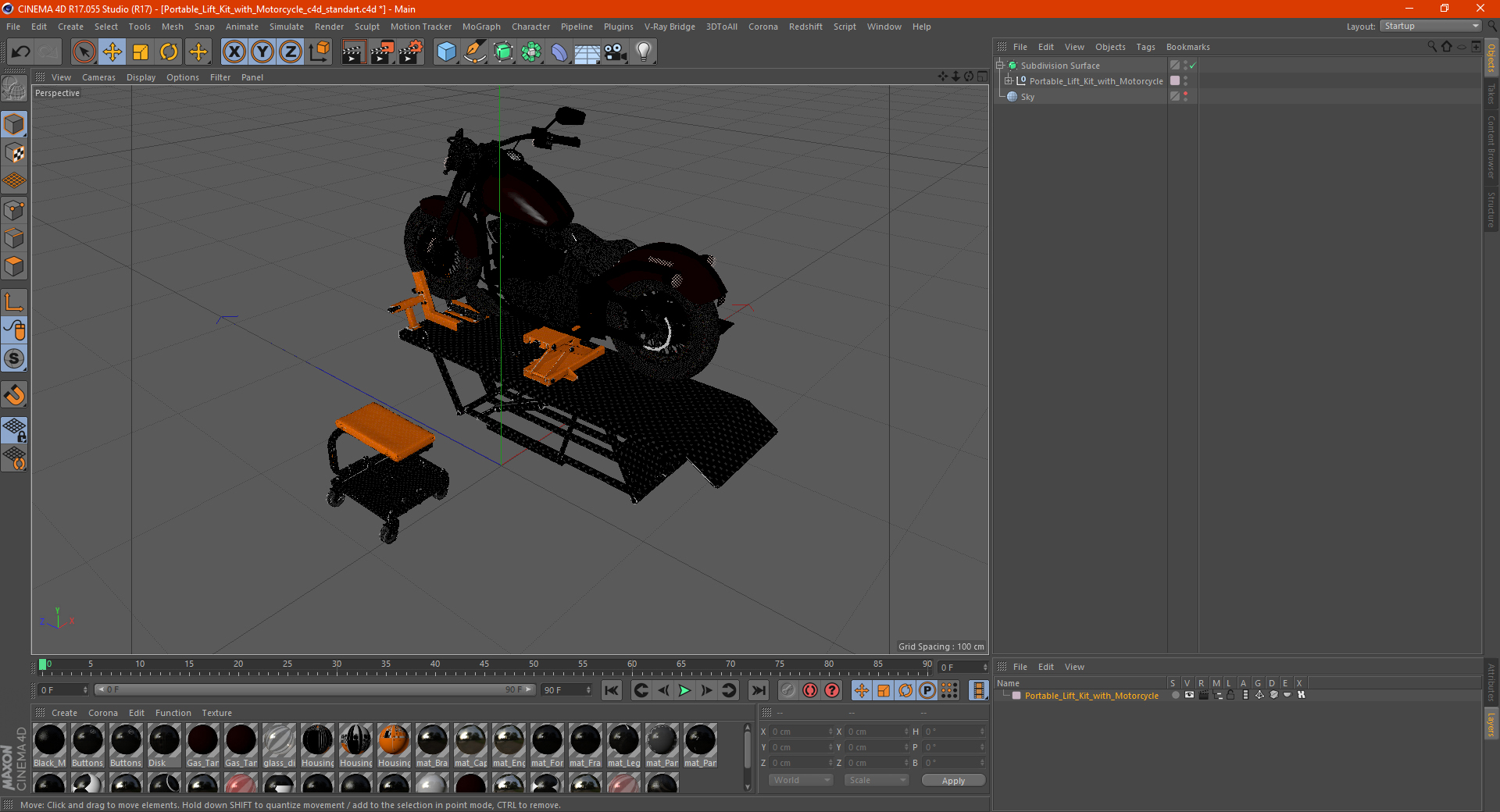 3D Portable Lift Kit with Motorcycle model