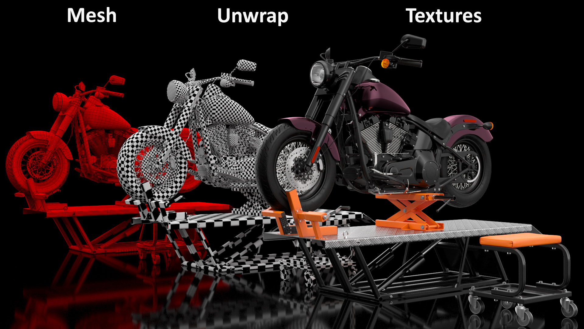 3D Portable Lift Kit with Motorcycle model