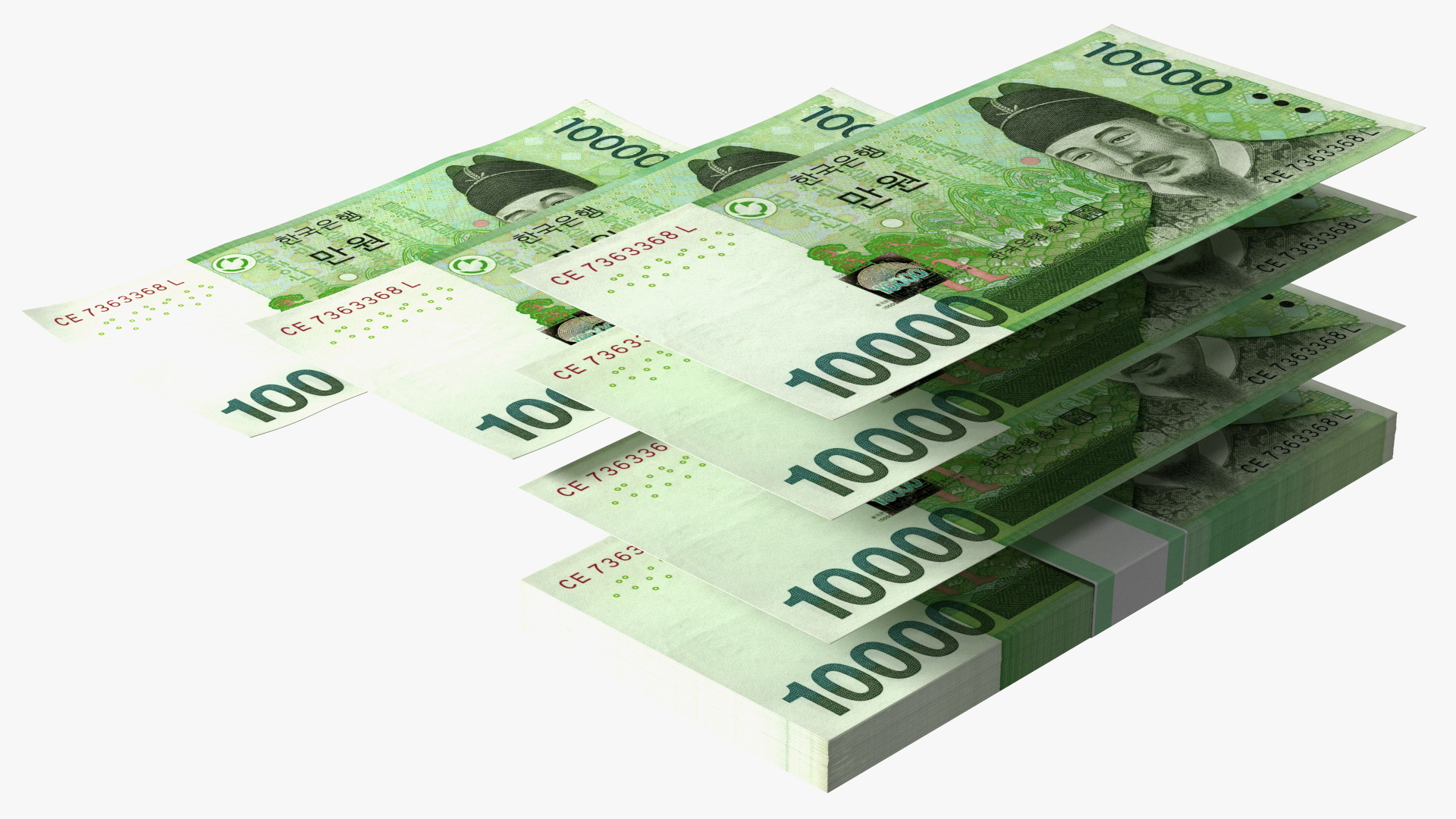 3D model Korea Republic Won KRW 10000 Banknotes Bundle