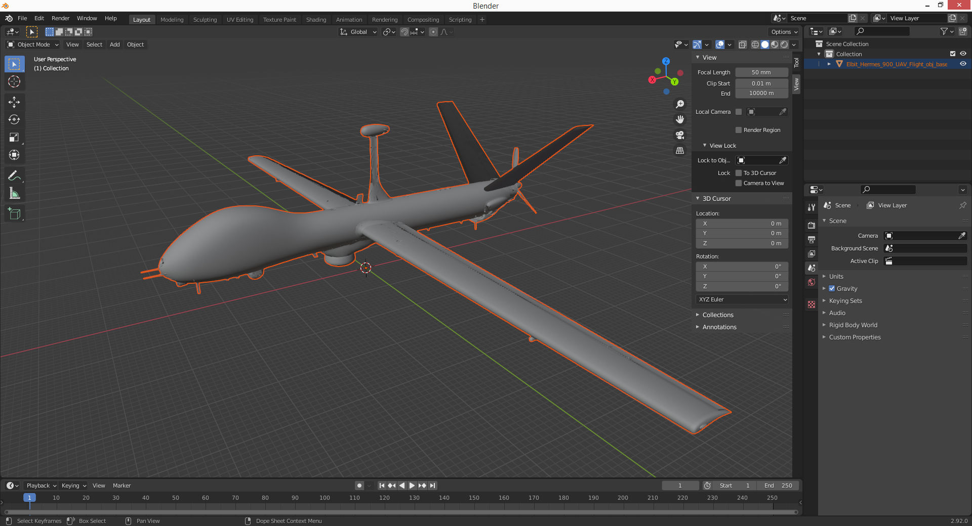 Elbit Hermes 900 UAV Flight 3D