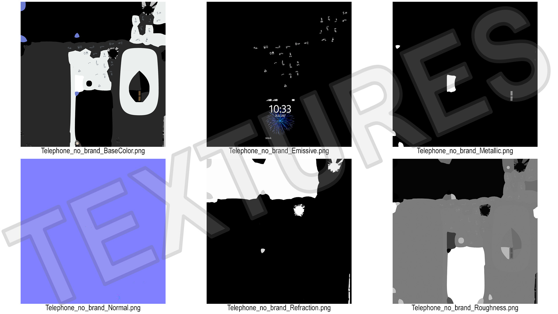 Modern Push-button Black Telephone Lights On 3D model