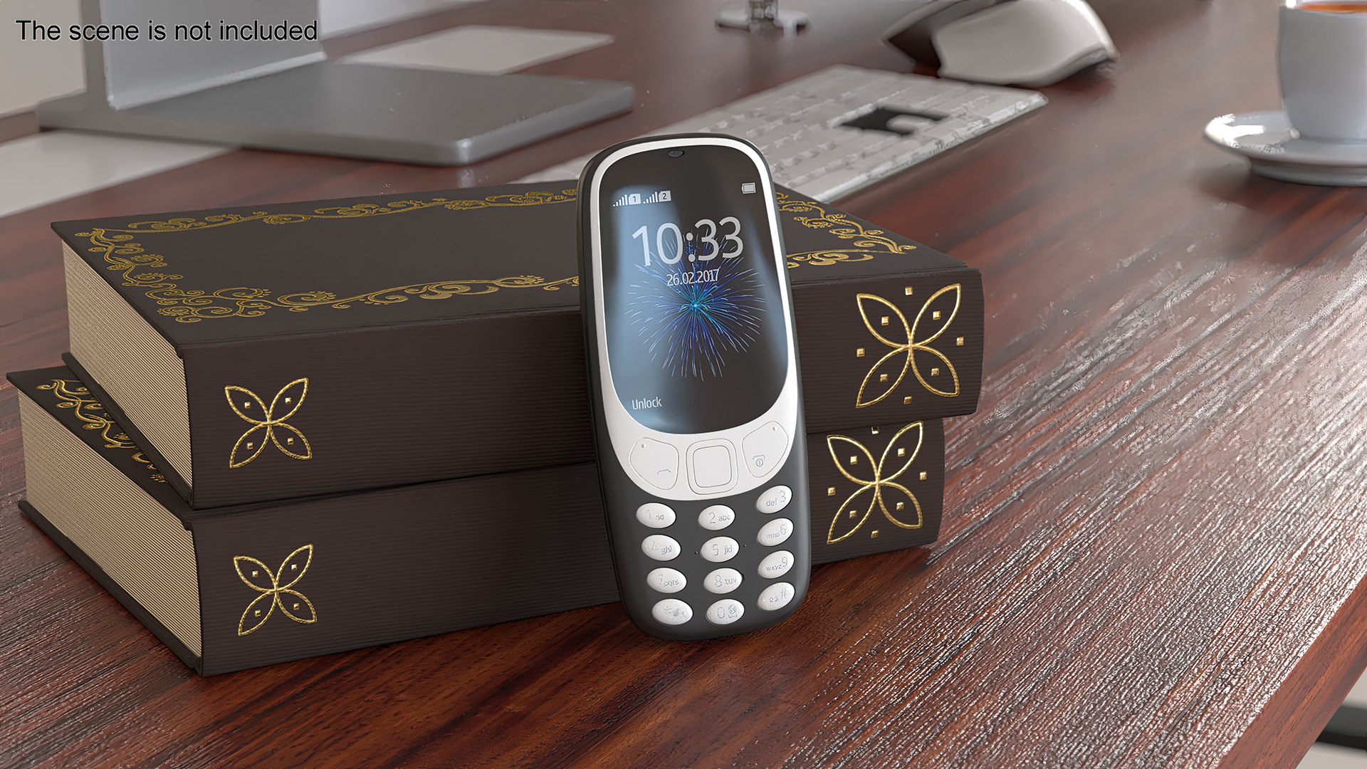 Modern Push-button Black Telephone Lights On 3D model