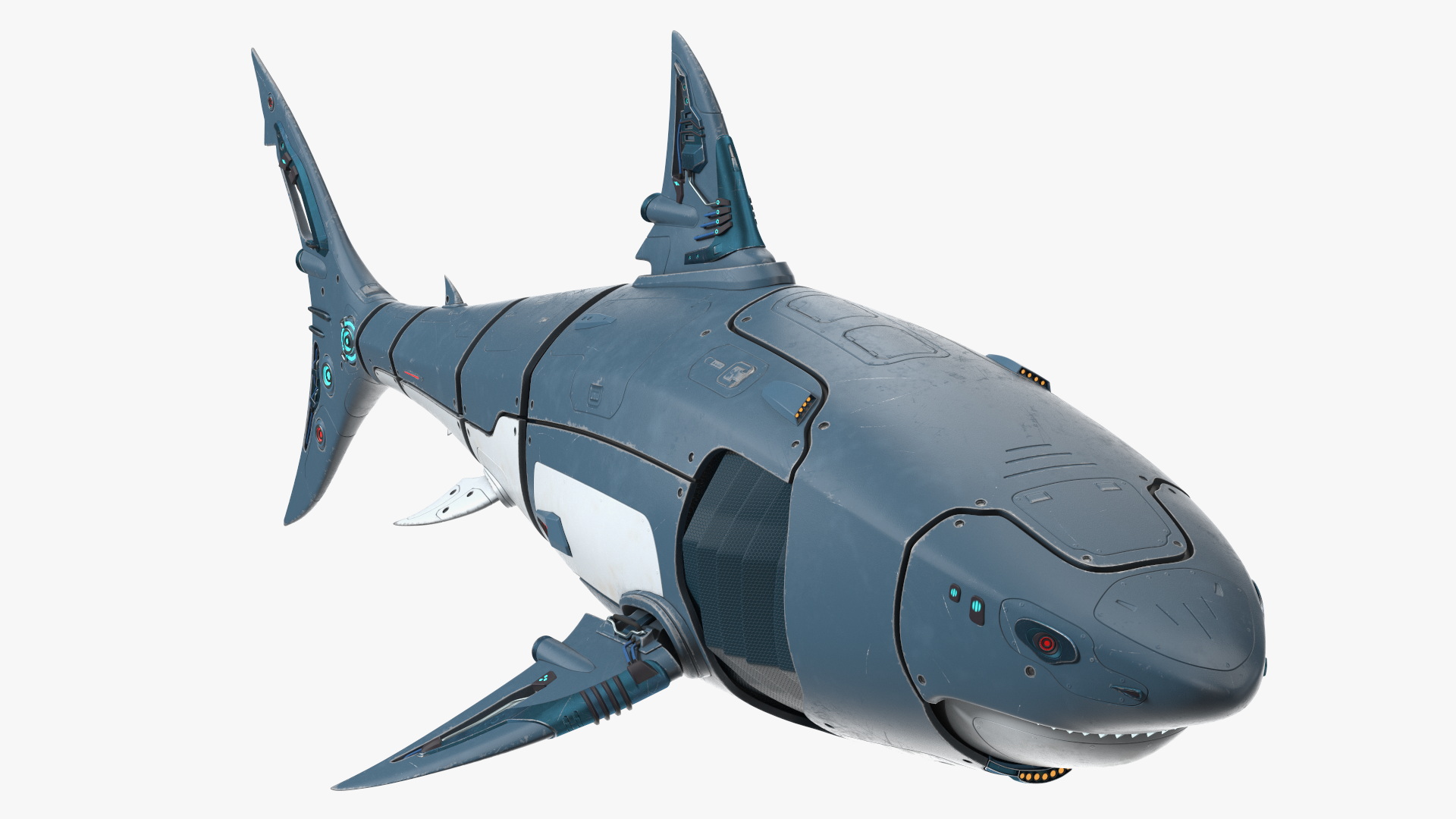 Shark Robot Rigged for Maya 3D