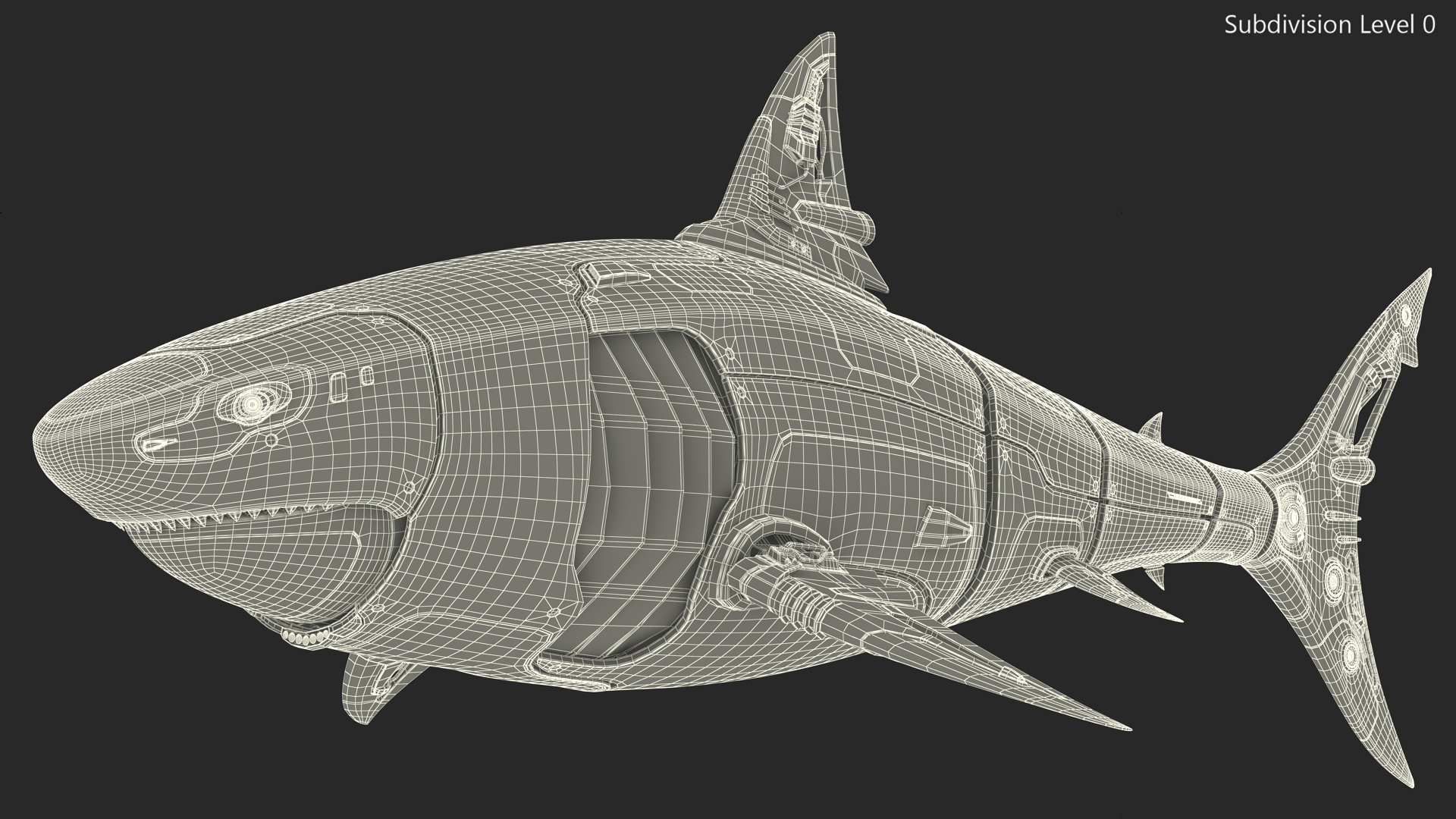 Shark Robot Rigged for Maya 3D