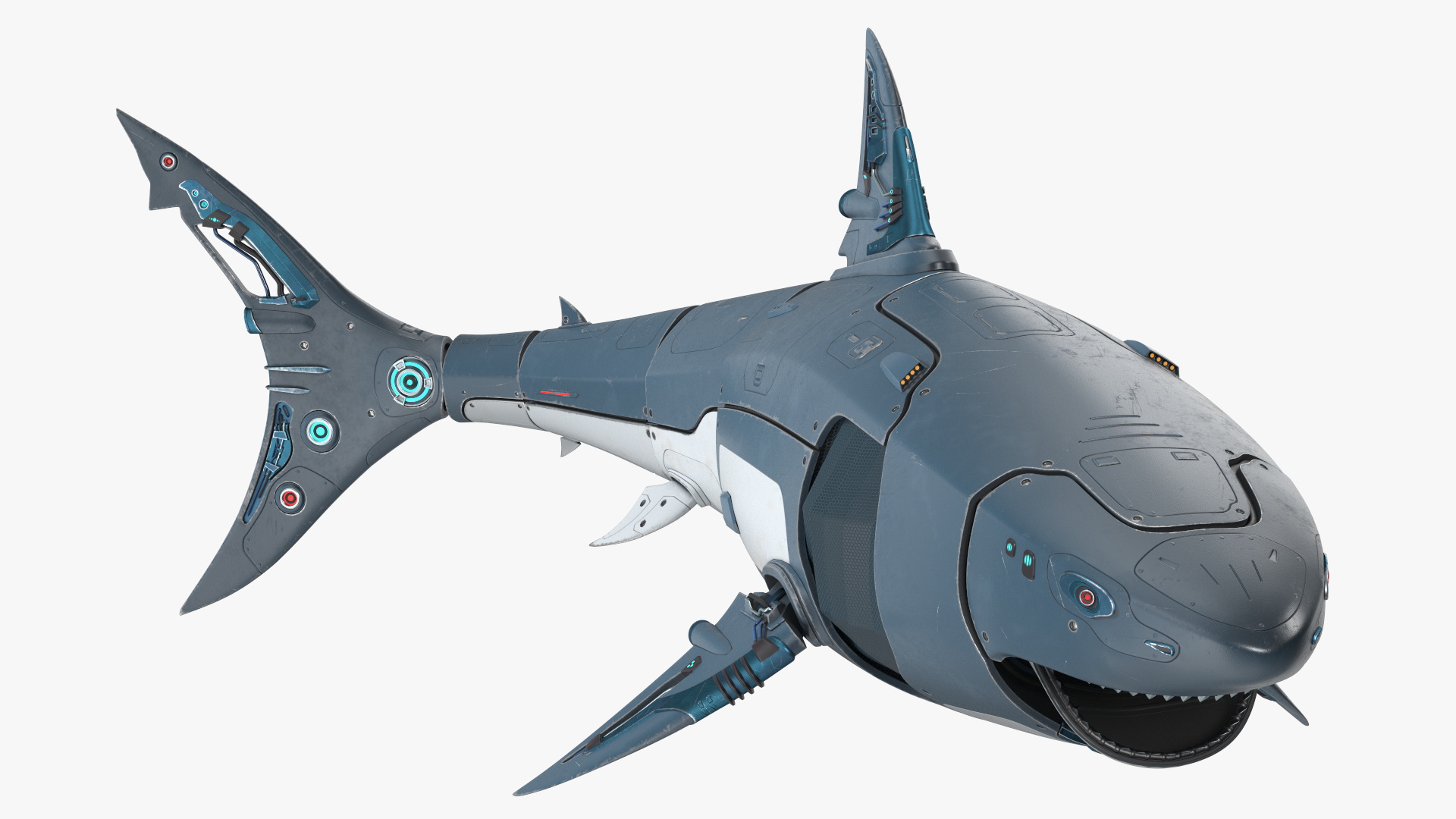 Shark Robot Rigged for Maya 3D